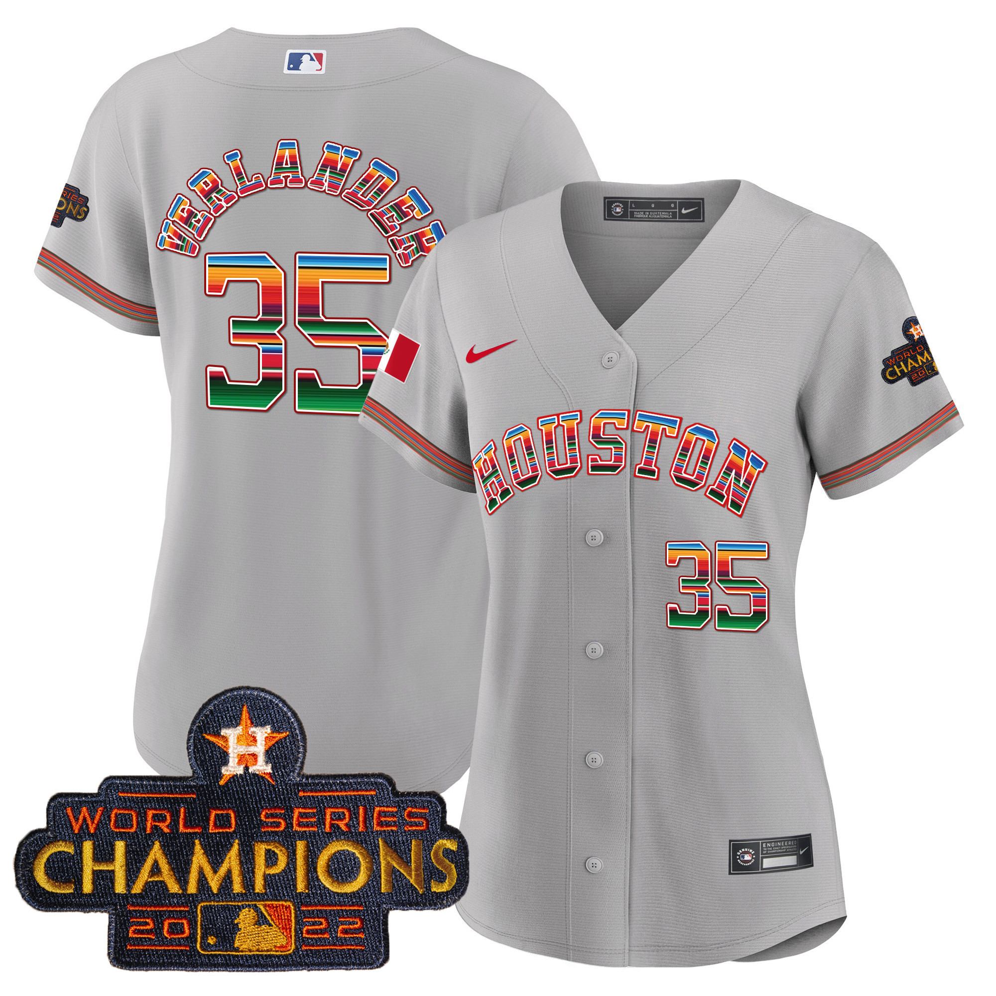 Justin Verlander Women's Houston Astros Mexico Baseball Limited V2 Gray Jersey - All Stitched