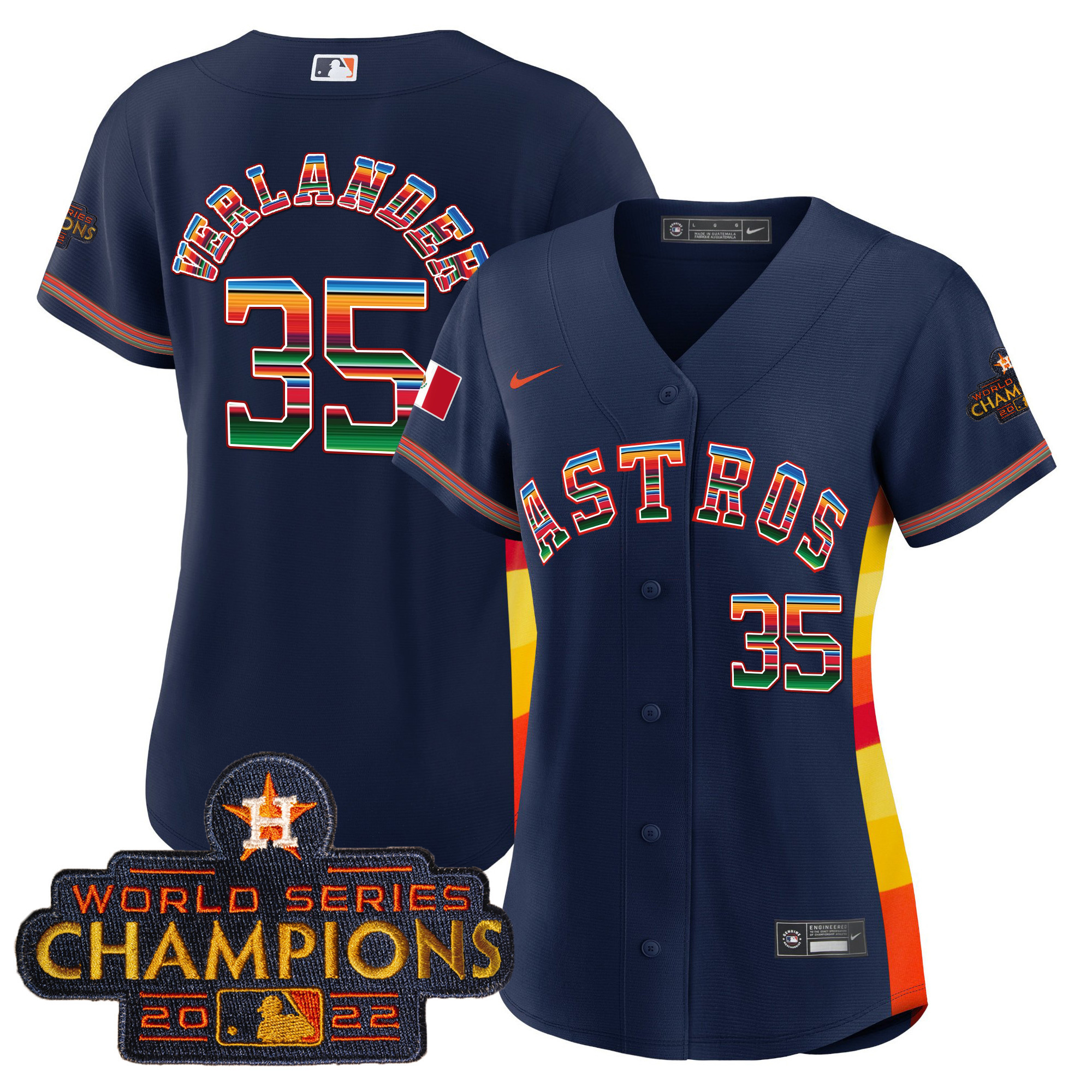 Justin Verlander Women's Houston Astros Mexico Baseball Limited V2 Navy Alternate Jersey - All Stitched