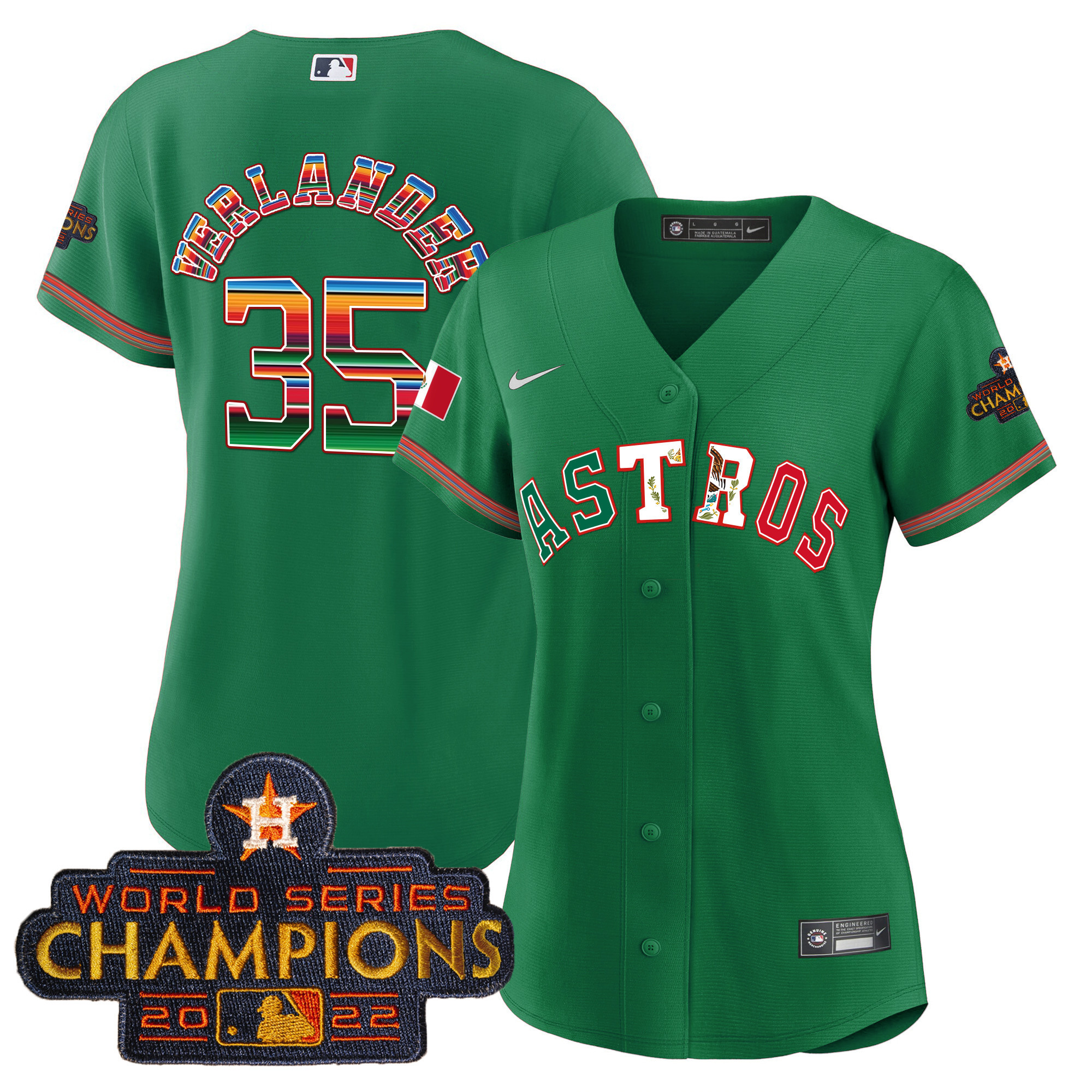 Justin Verlander Women's Houston Astros Mexico Baseball Limited V3 Green Jersey - All Stitched