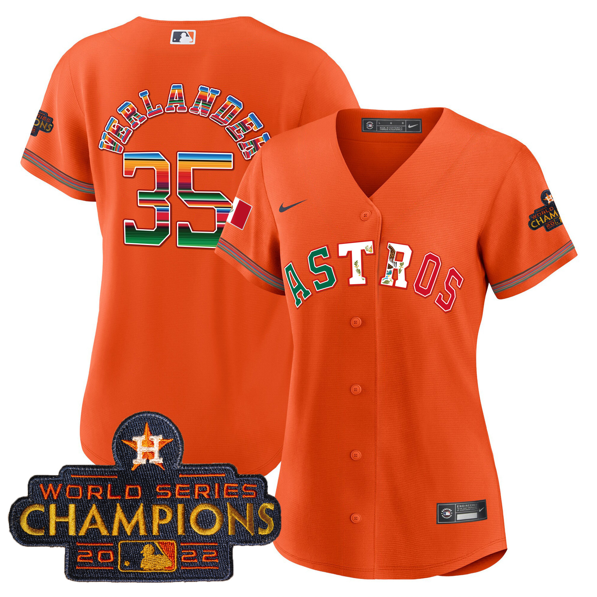 Justin Verlander Women's Houston Astros Mexico Baseball Limited V3 Orange Jersey - All Stitched
