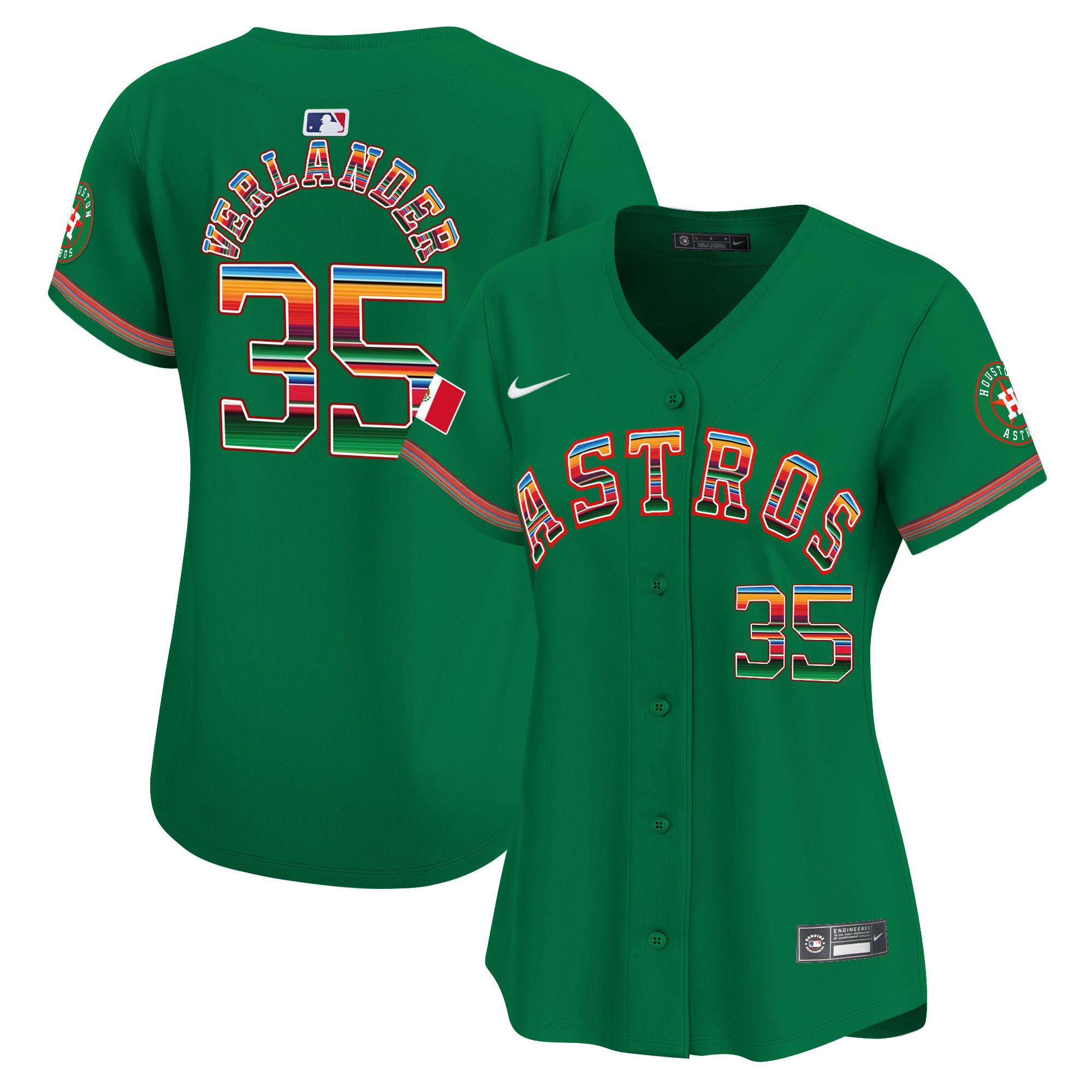 Justin Verlander Women's Houston Astros Mexico Vapor Premier Limited Green Jersey - All Stitched