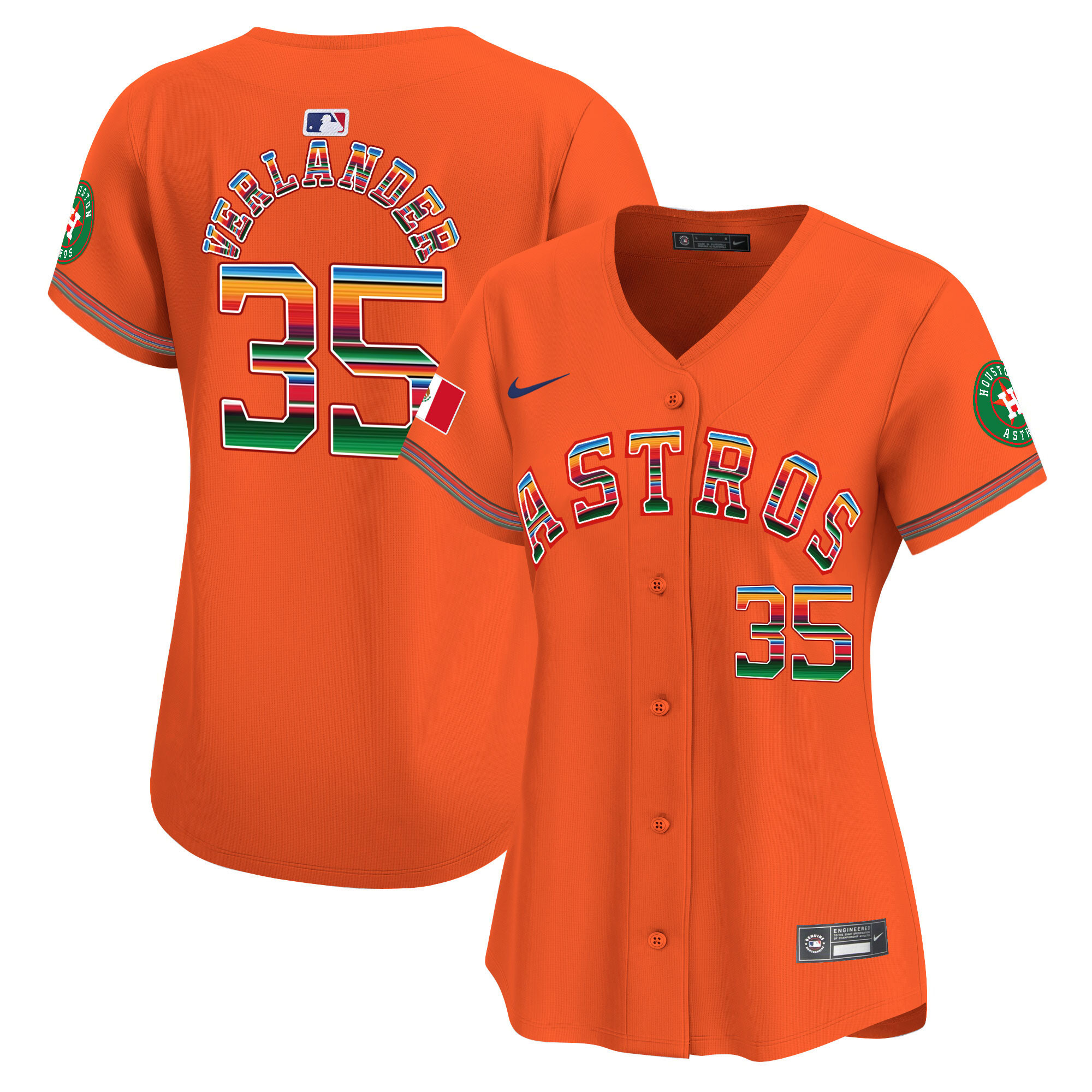 Justin Verlander Women's Houston Astros Mexico Vapor Premier Limited Orange Jersey - All Stitched