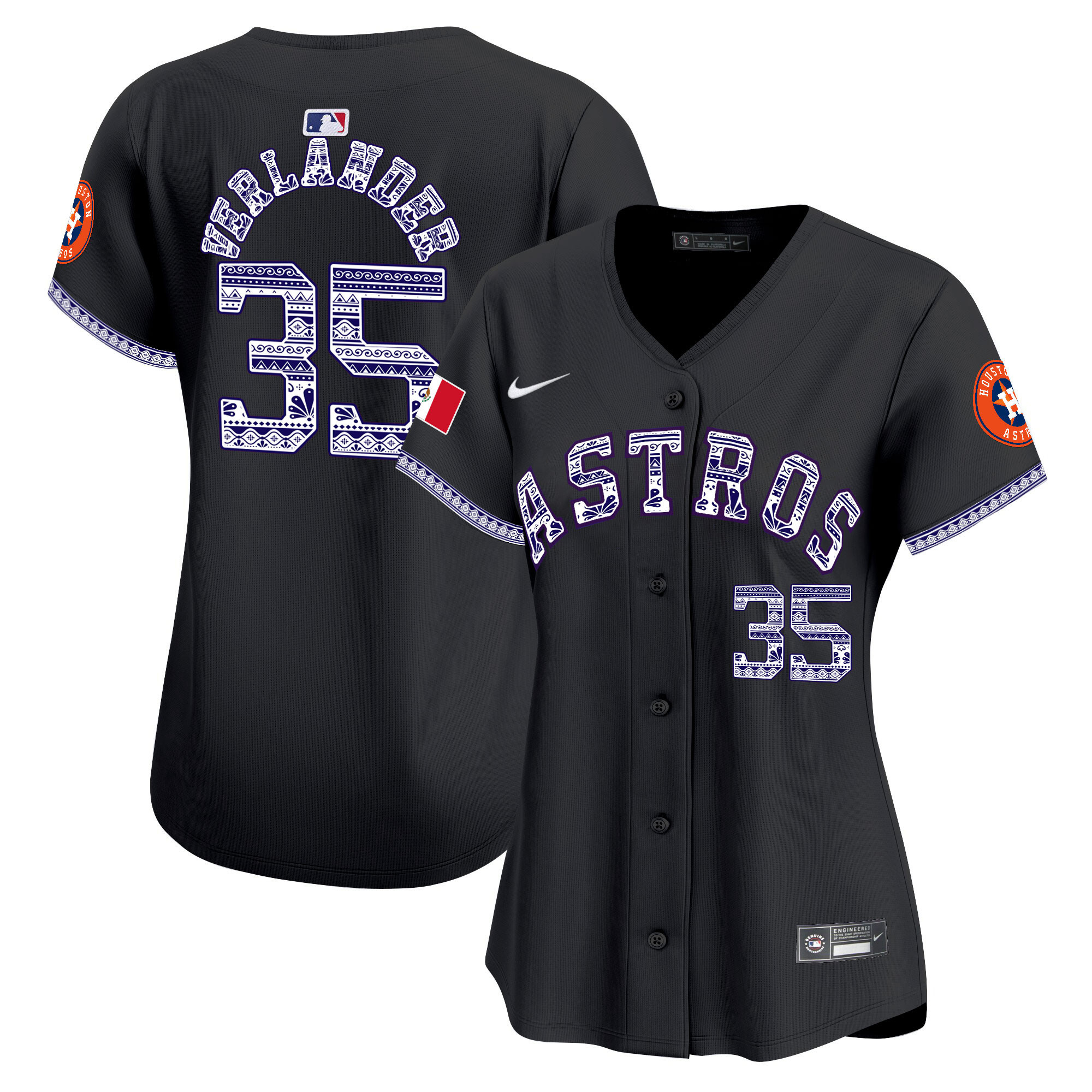 Justin Verlander Women's Houston Astros Mexico Vapor Premier Limited V2 Black Jersey - All Stitched