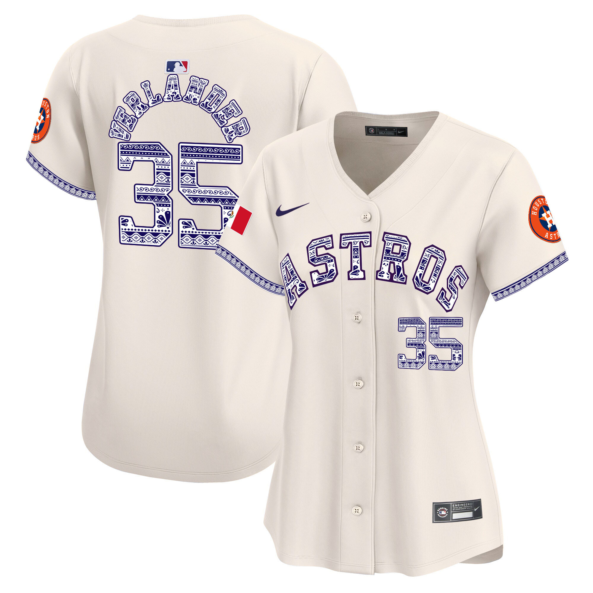 Justin Verlander Women's Houston Astros Mexico Vapor Premier Limited V2 Cream Jersey - All Stitched
