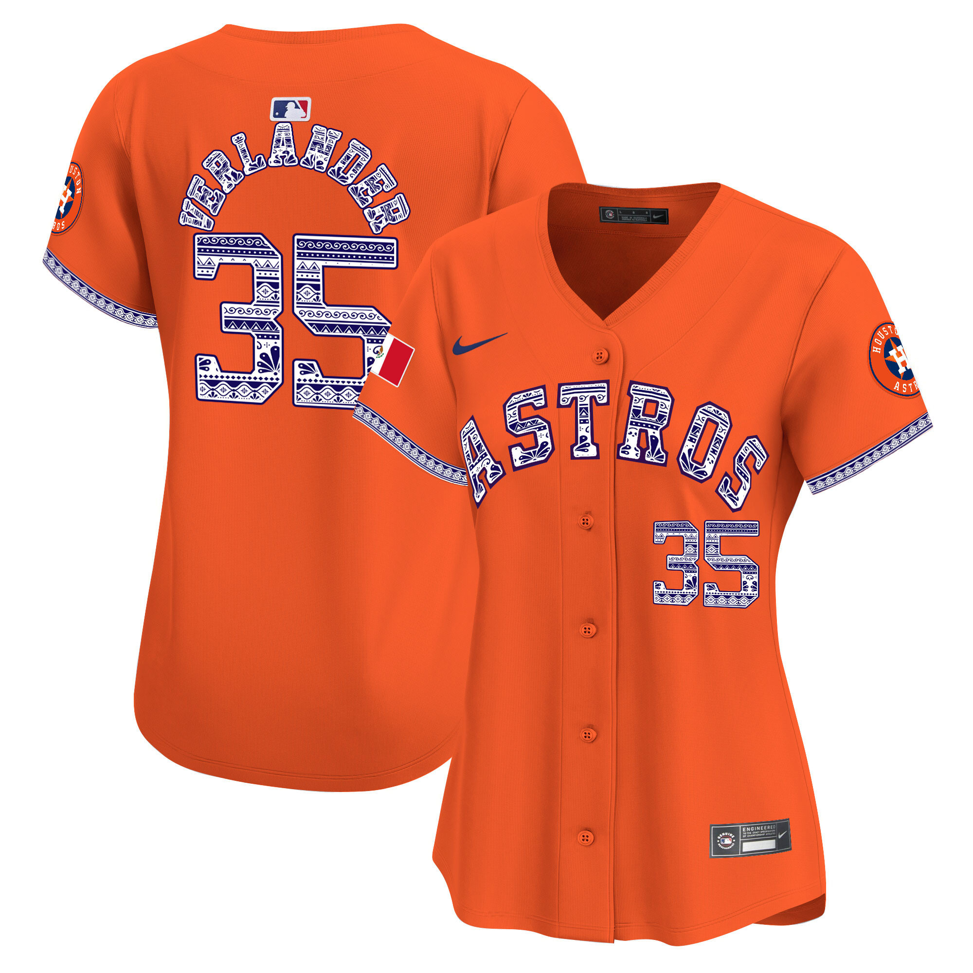 Justin Verlander Women's Houston Astros Mexico Vapor Premier Limited V2 Orange Jersey - All Stitched
