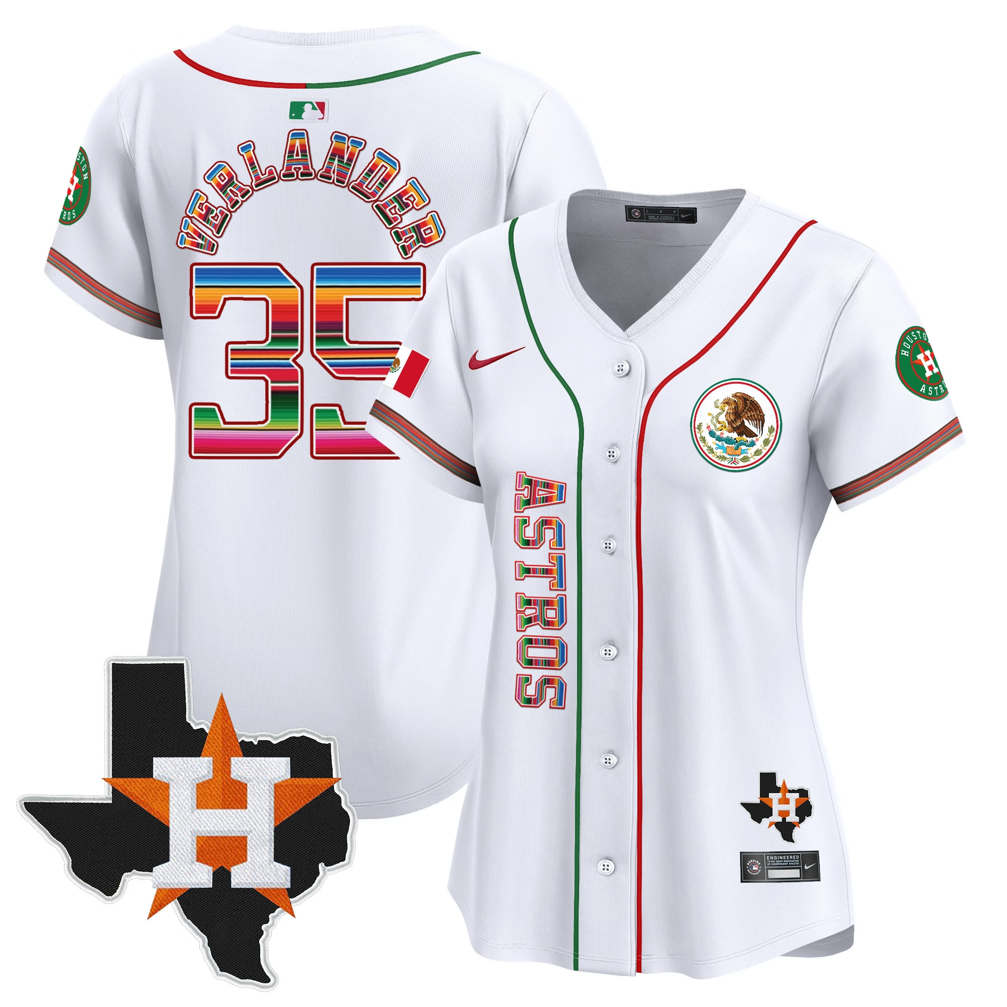 Justin Verlander Women's Houston Astros Mexico Vapor Premier Limited V4 White Jersey - All Stitched