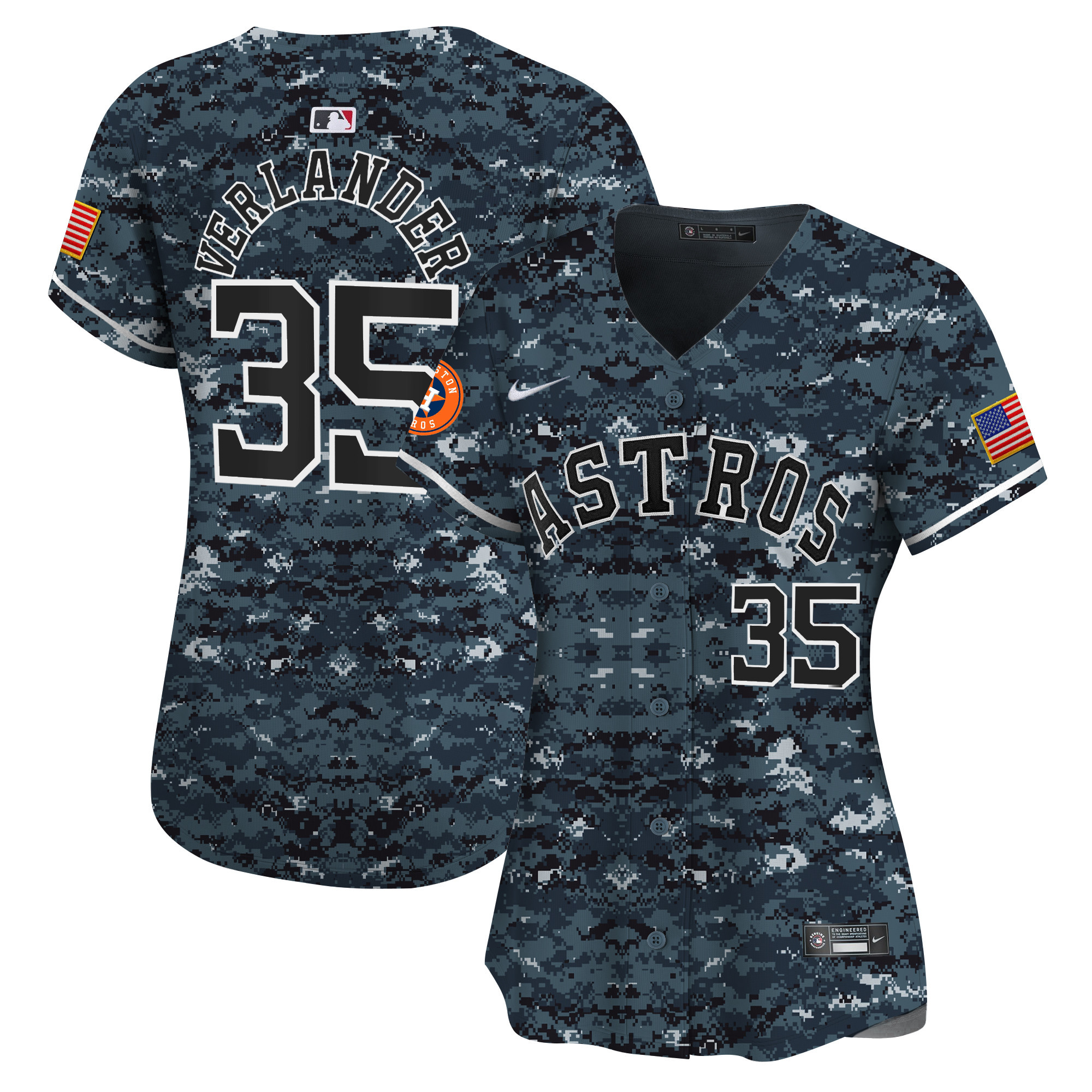 Justin Verlander Women's Houston Astros USMC Alternate Vapor Premier Limited Navy Jersey - All Stitched