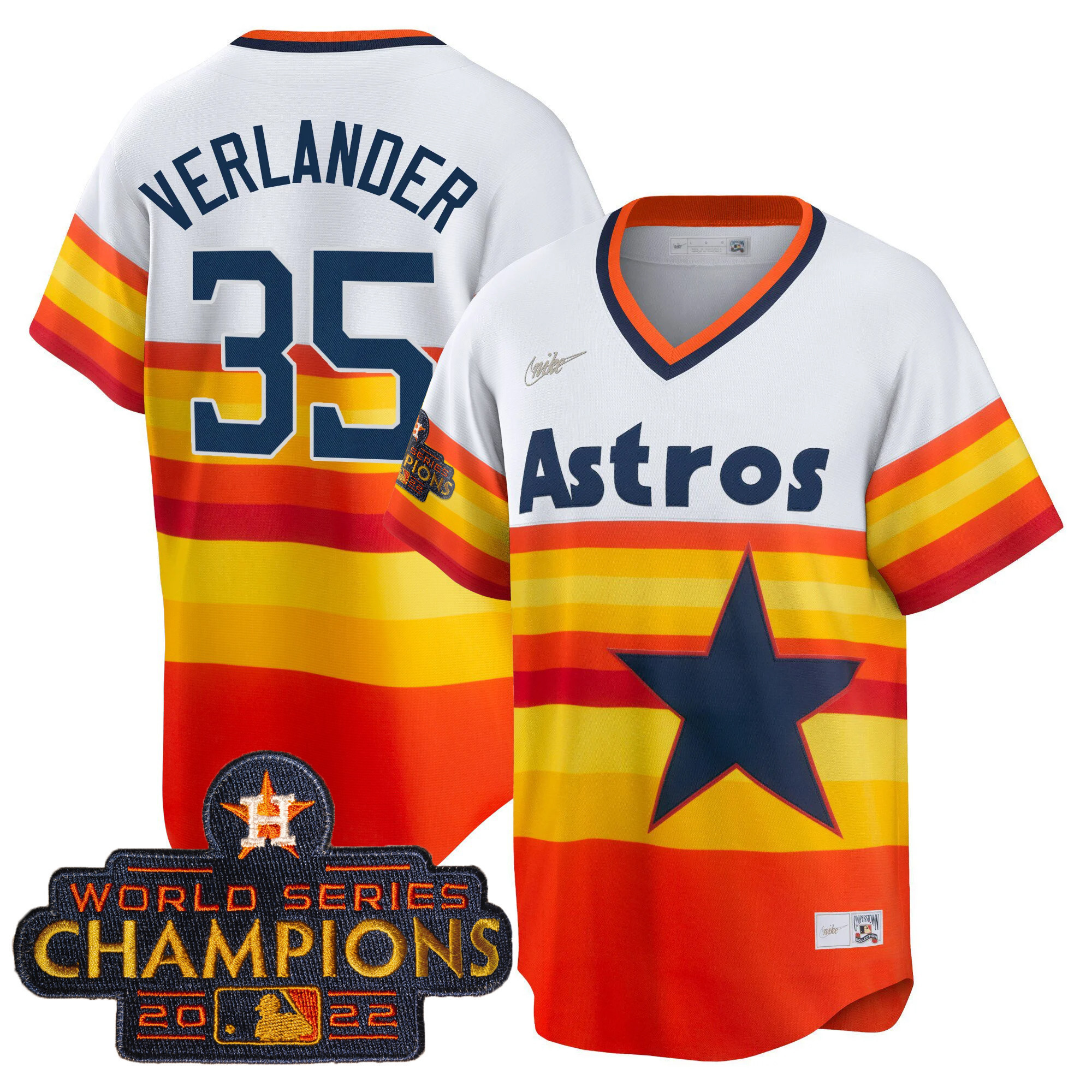 Justin Verlander Youth's Houston Astros 2023 Gold Cool Base Collection 1980's Throwback Jersey - All Stitched