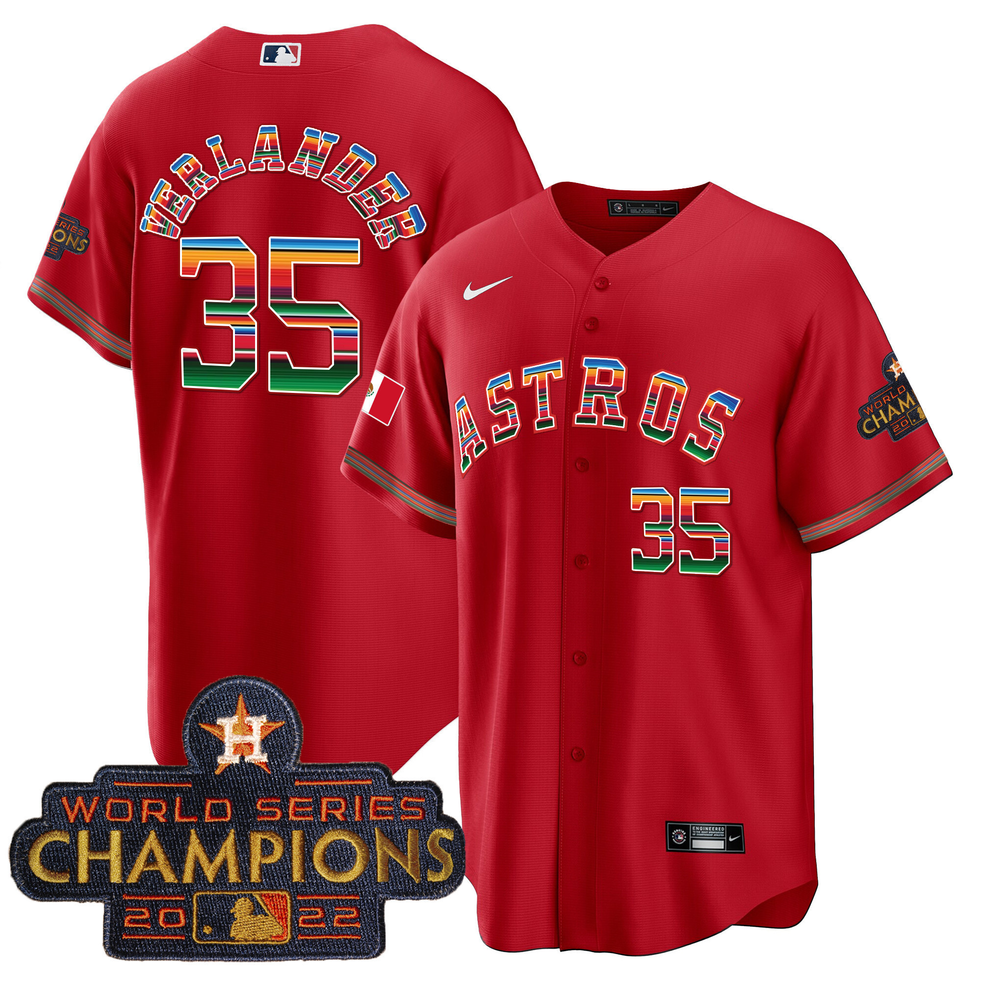 Justin Verlander Youth's Houston Astros Mexico Cool Base Limited Red Jersey - All Stitched