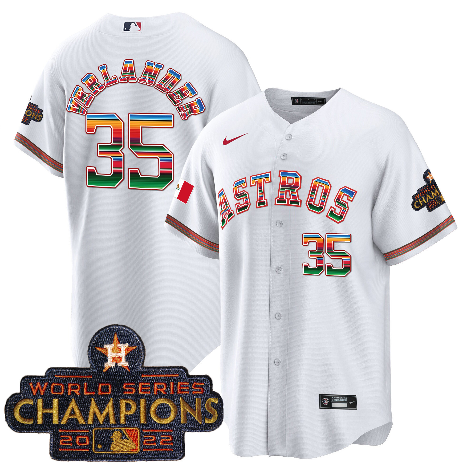 Justin Verlander Youth's Houston Astros Mexico Cool Base Limited White Jersey - All Stitched