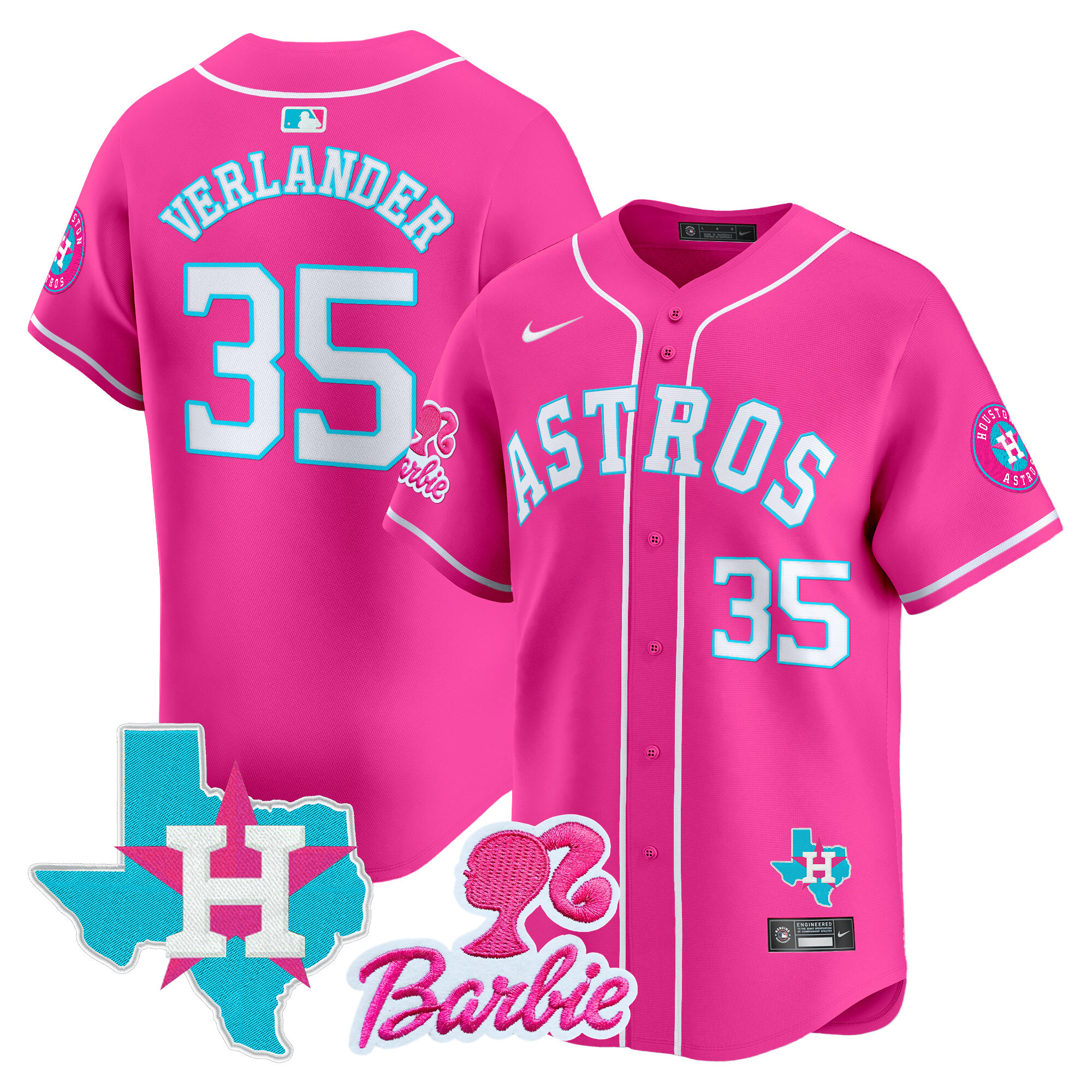 Justin VerlanderUnisex Houston Astros Barbie Patch Vapor Premier Limited Pink Jersey - All Stitched