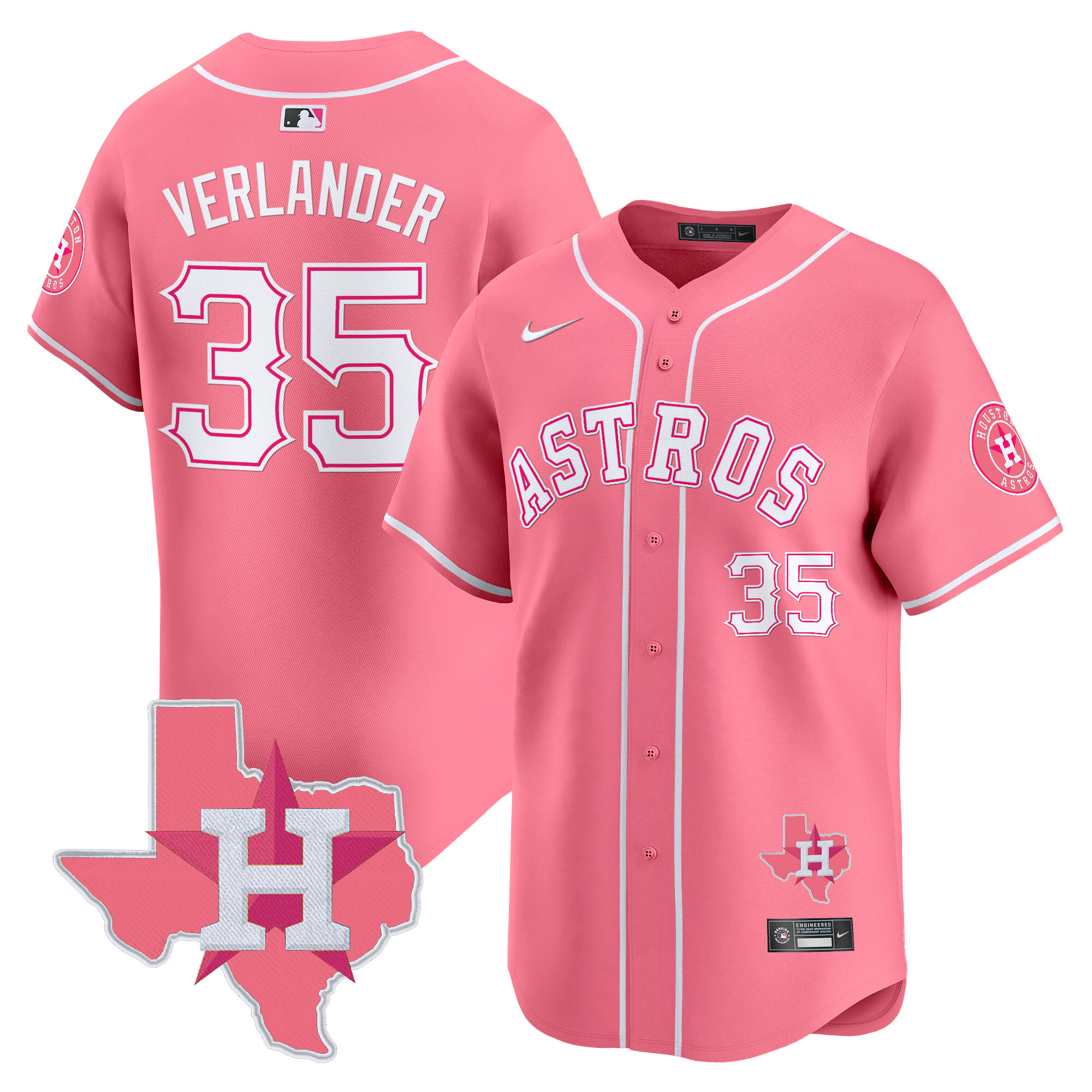 Justin VerlanderUnisex Houston Astros Bubblegum Pink Vapor Premier Limited Pink Jersey V2 - All Stitched
