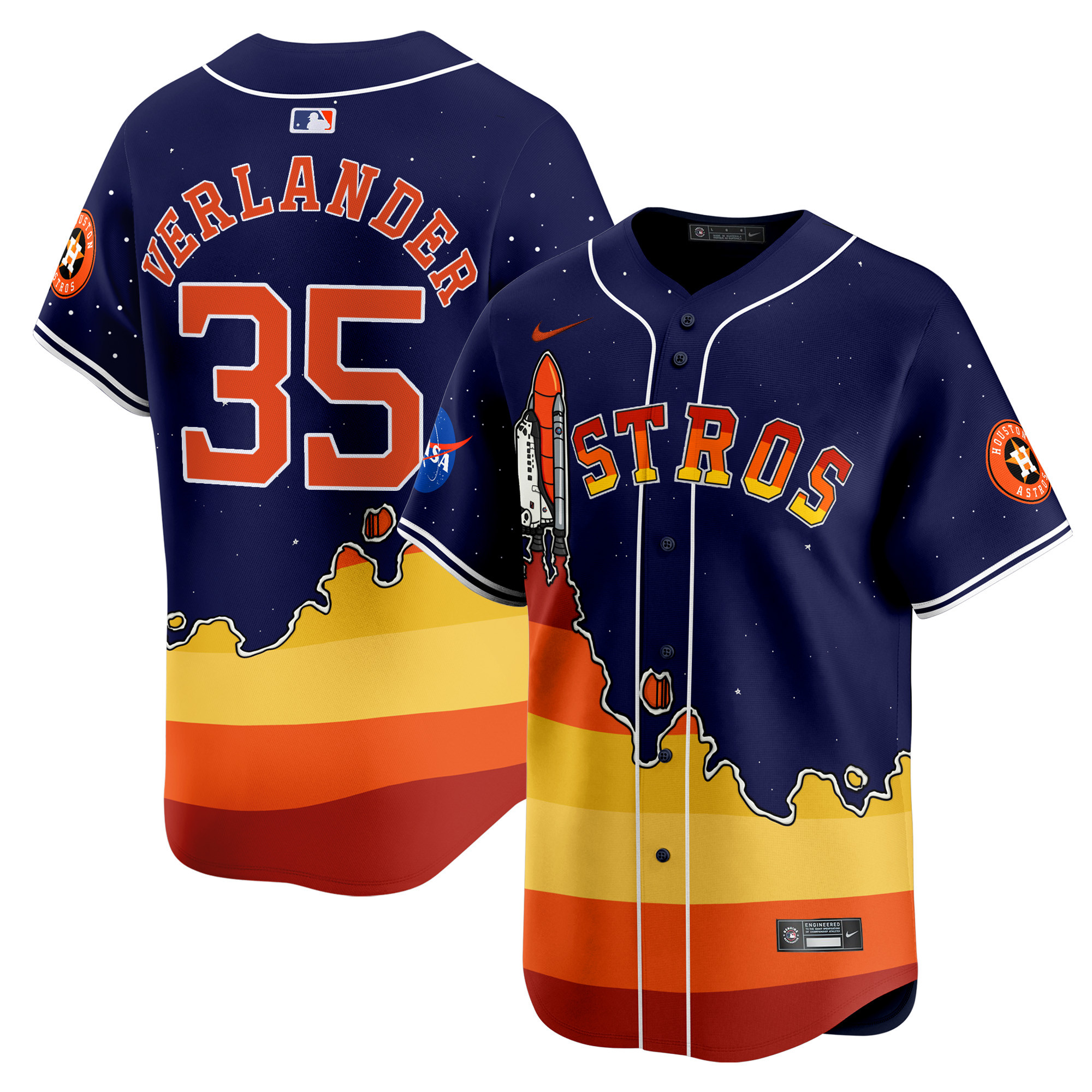 Justin VerlanderUnisex Houston Astros Space City and The Rainbow Guts Vapor Premier Limited Navy Jersey - Printed