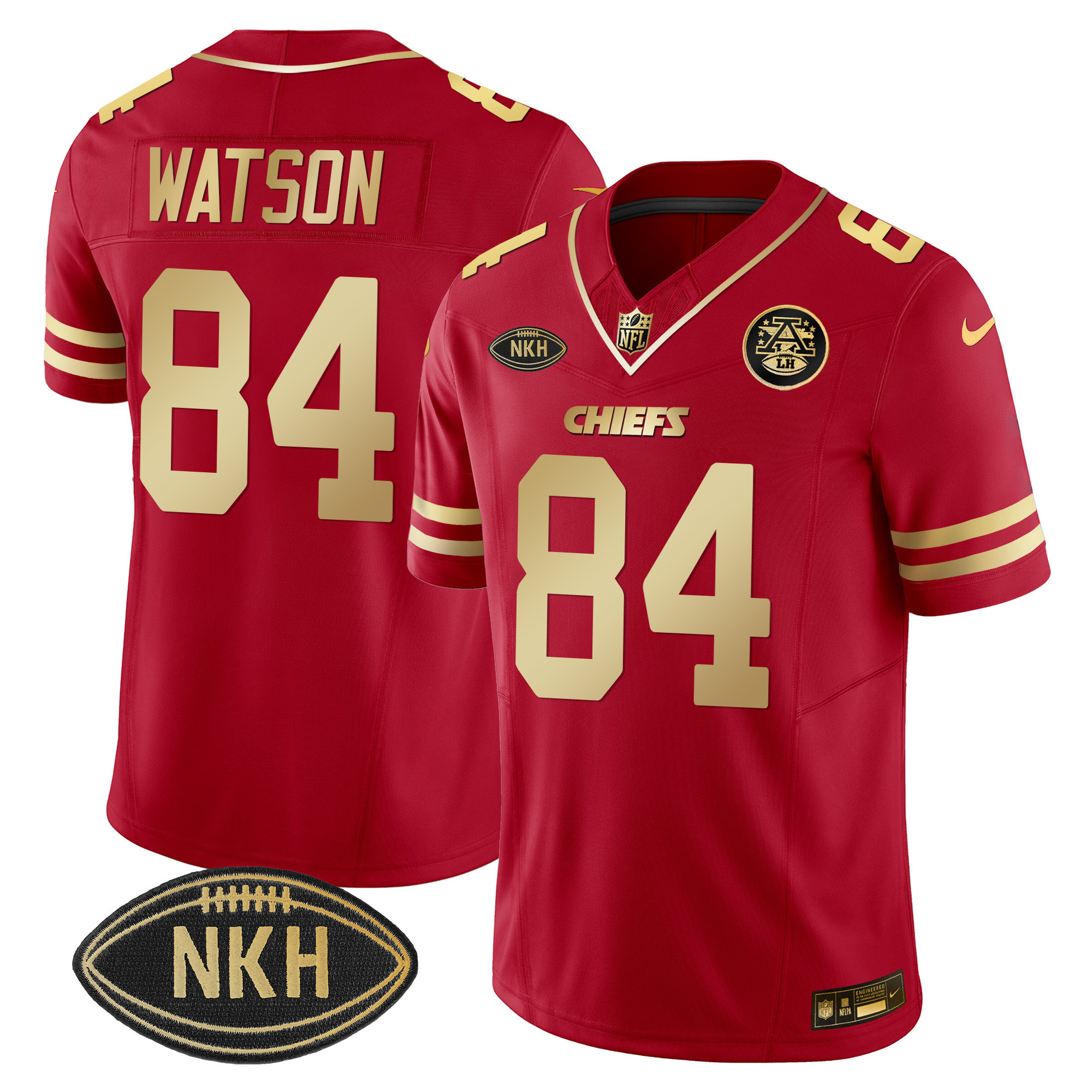 Justin Watson Kansas City Chiefs NKH Patch Red Gold 2023 Vapor Limited Jersey - All Stitched 