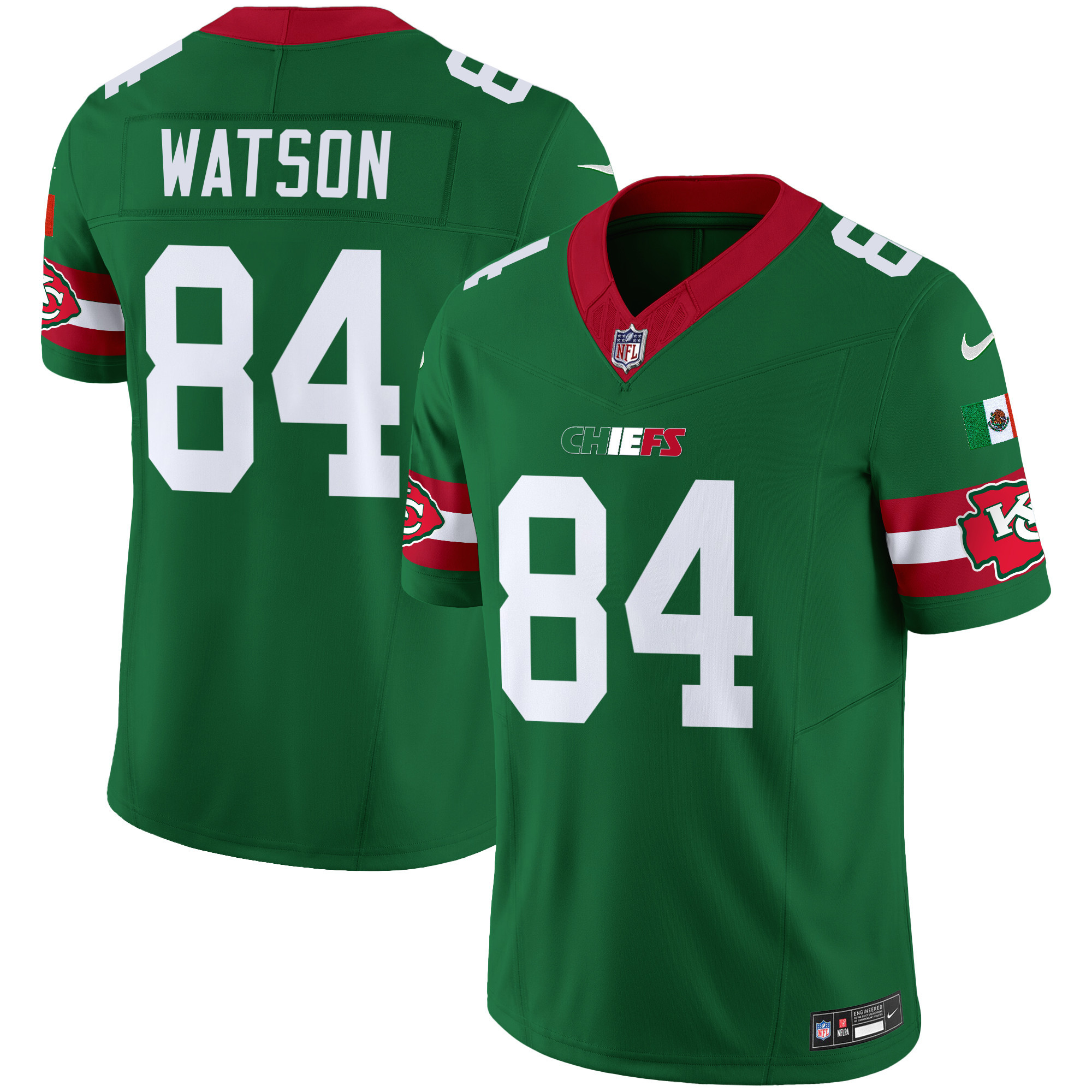 Justin Watson Men's Kansas City Chiefs Mexico Vapor Limited Green Jersey - All Stitched 