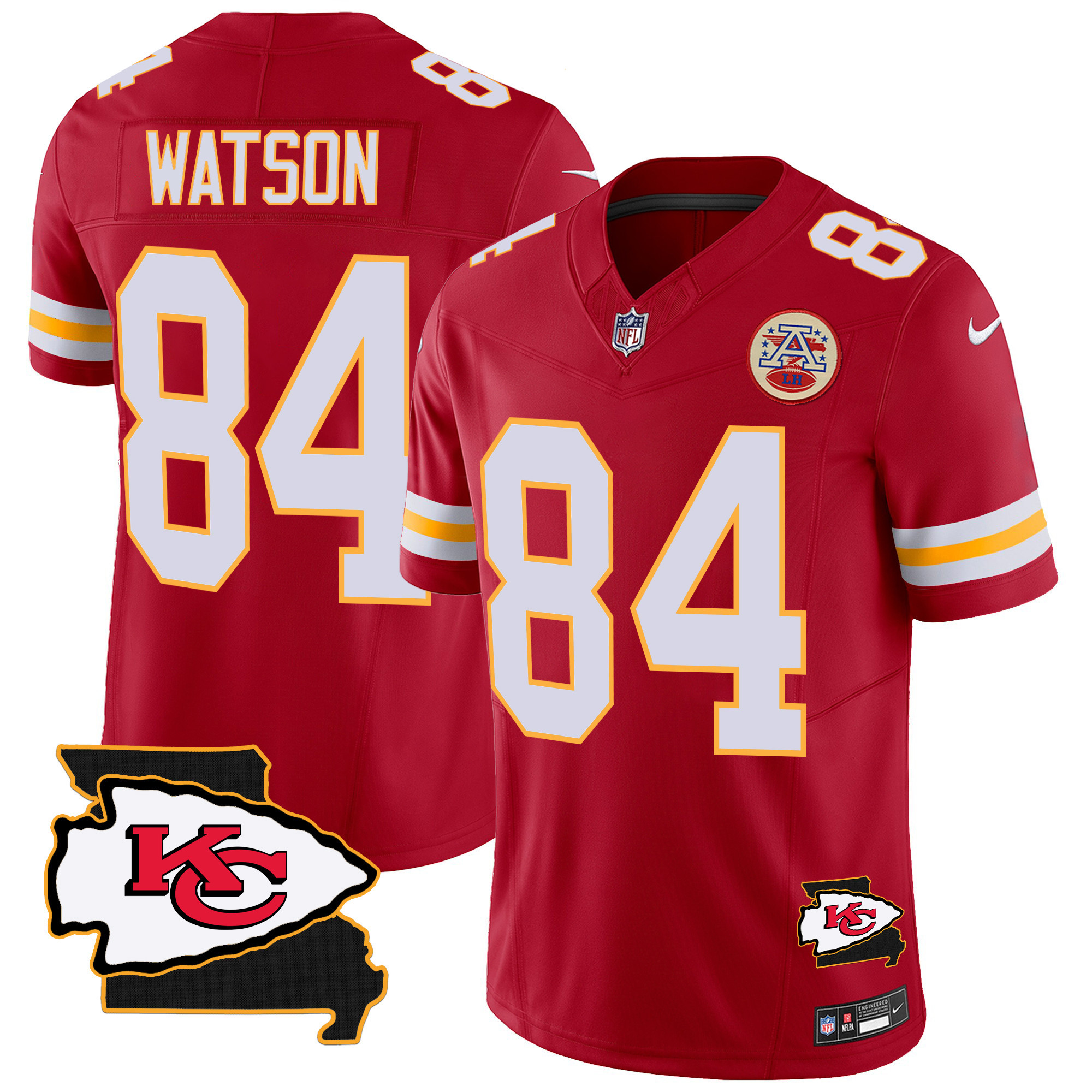 Justin Watson Men's Kansas City Chiefs Missouri Patch Vapor Limited Red Jersey - All Stitched 