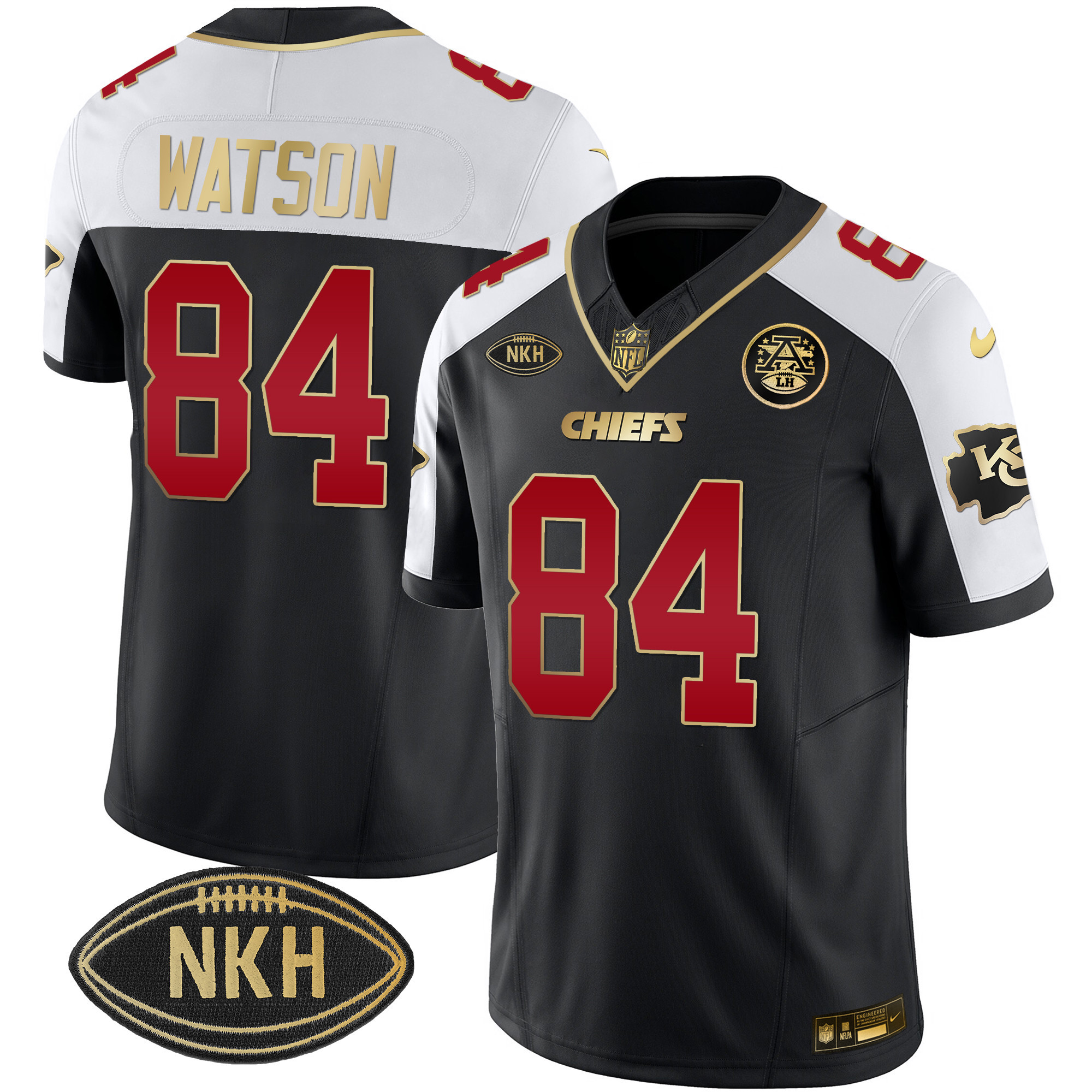 Justin Watson Men's Kansas City Chiefs NKH Patch 2023 Vapor Limited Black Alternate Jersey - All Stitched 