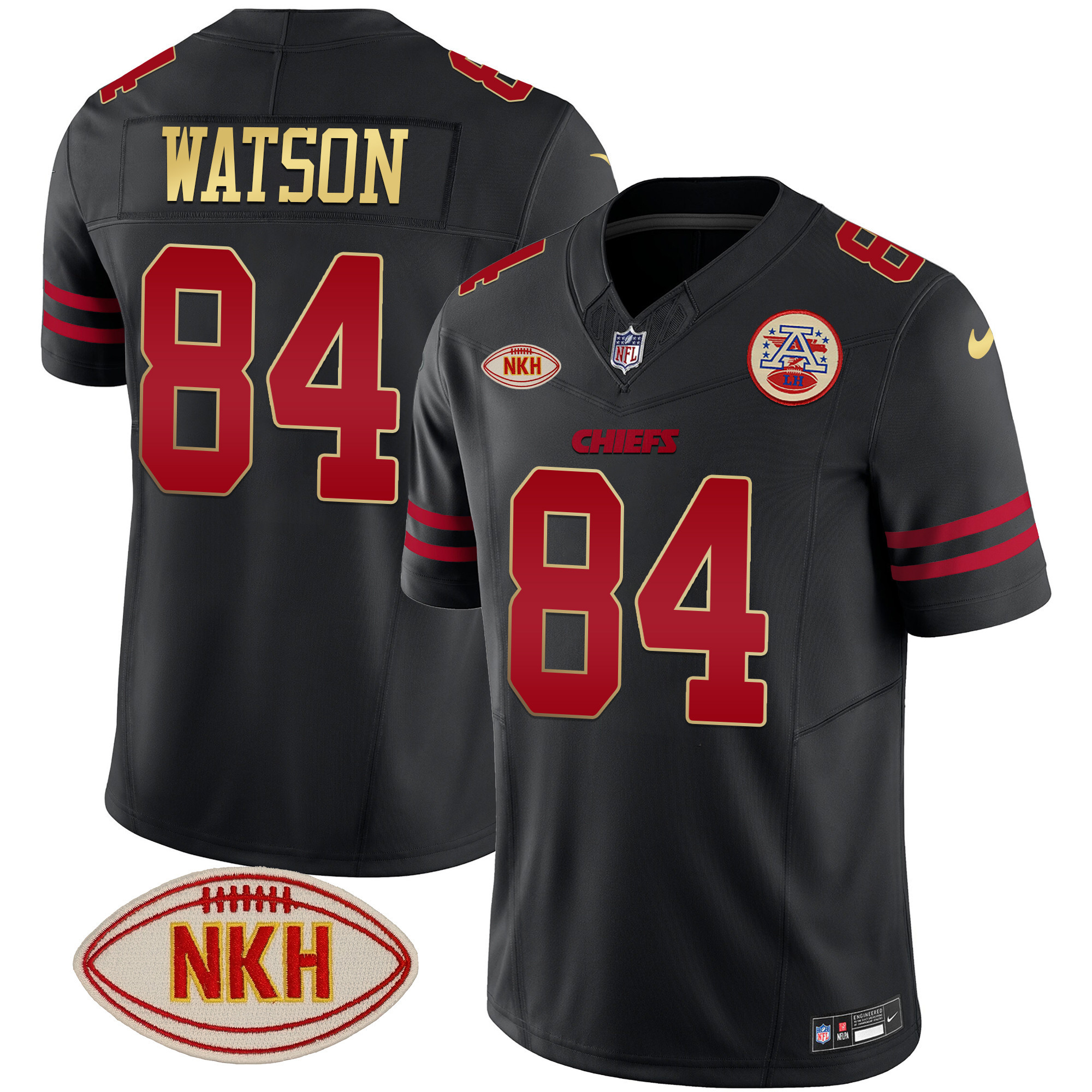 Justin Watson Men's Kansas City Chiefs NKH Patch 2023 Vapor Limited Gold Trim Jersey - All Stitched 