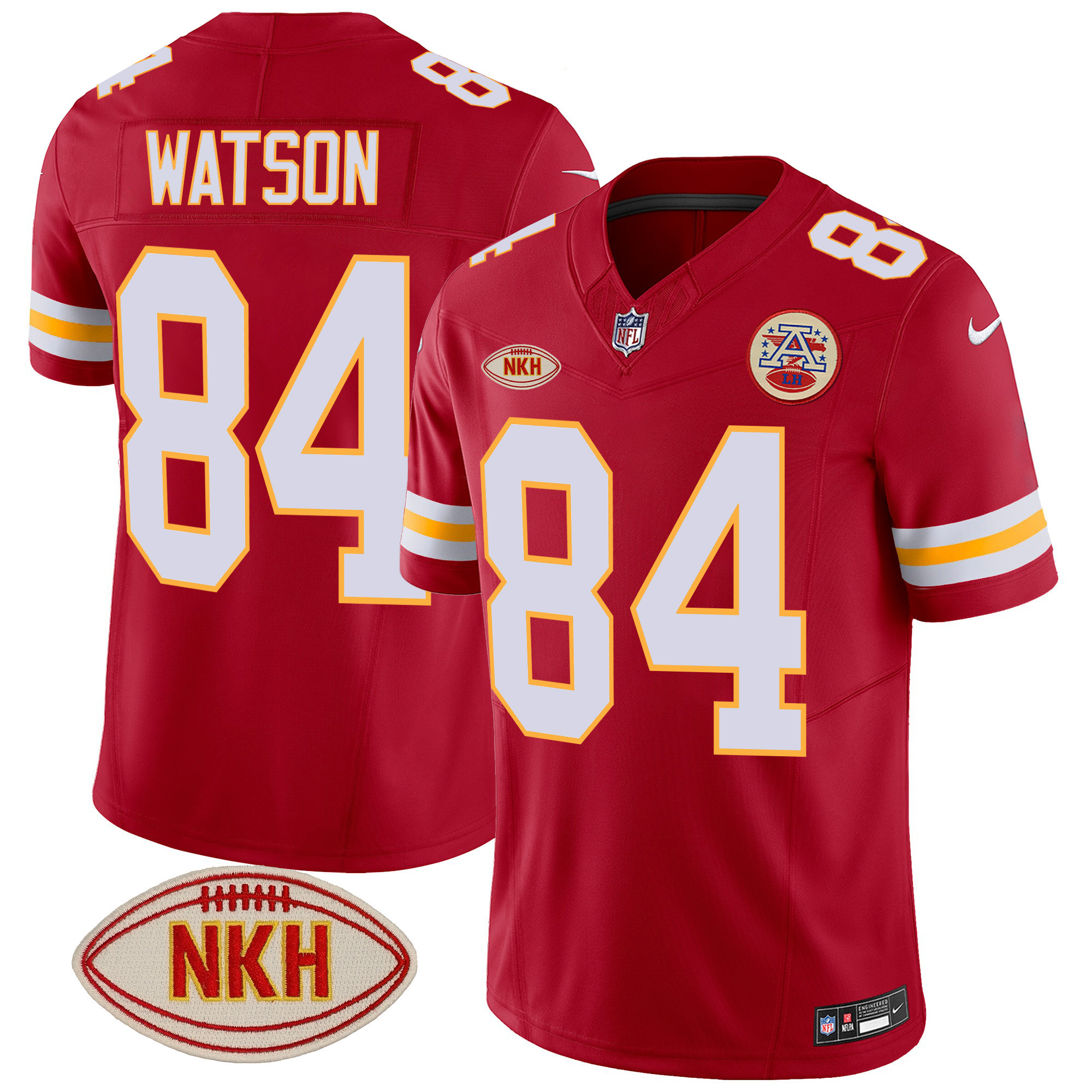 Justin Watson Men's Kansas City Chiefs NKH Patch 2023 Vapor Limited Red Jersey - All Stitched 