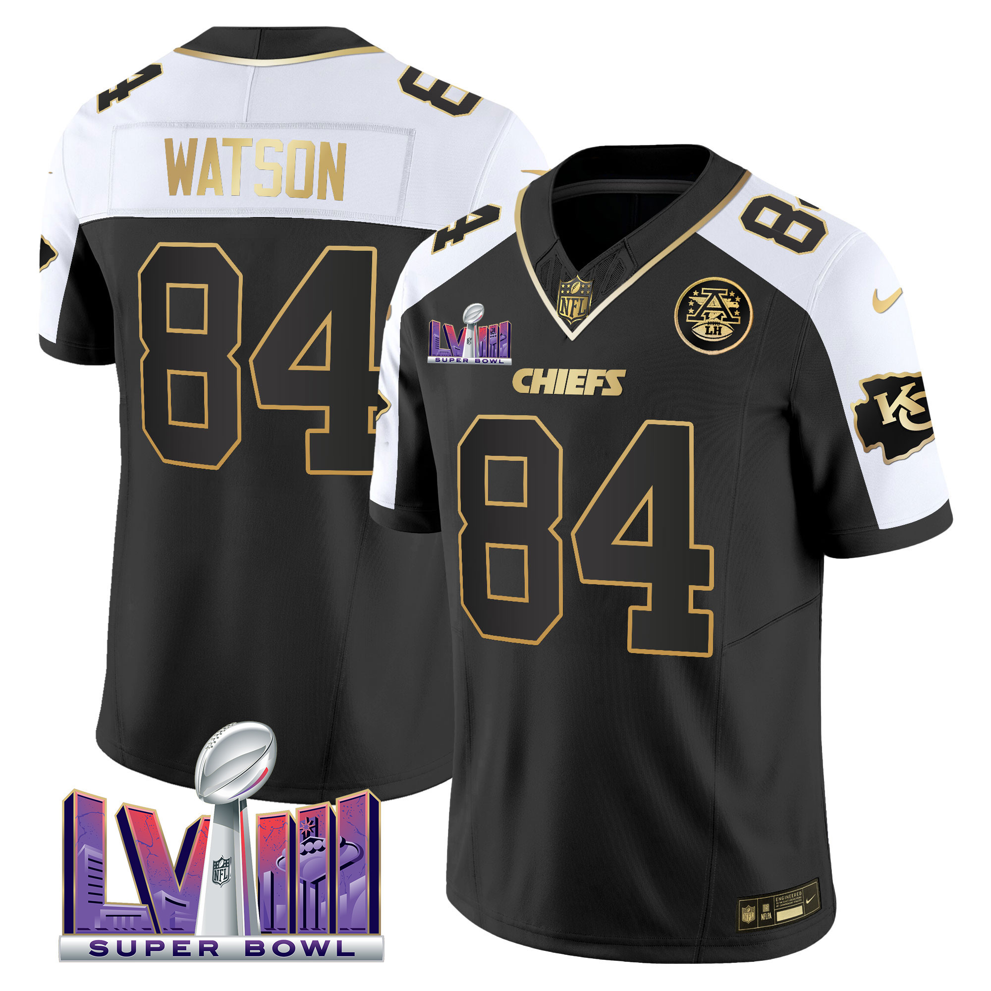 Justin Watson Men's Kansas City Chiefs Super Bowl LVIII Patch Vapor Alternate Jersey - All Stitched 