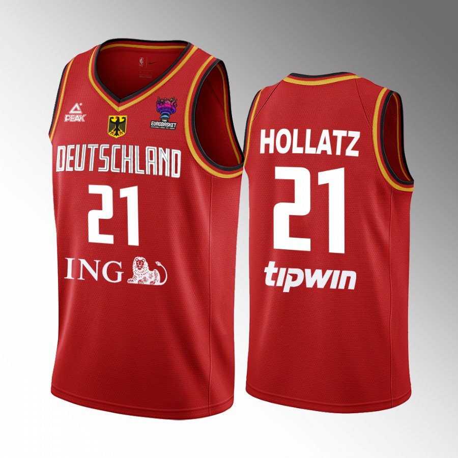 Justus Hollatz Germany FIBA EuroBasket 2022 Red Jersey #21