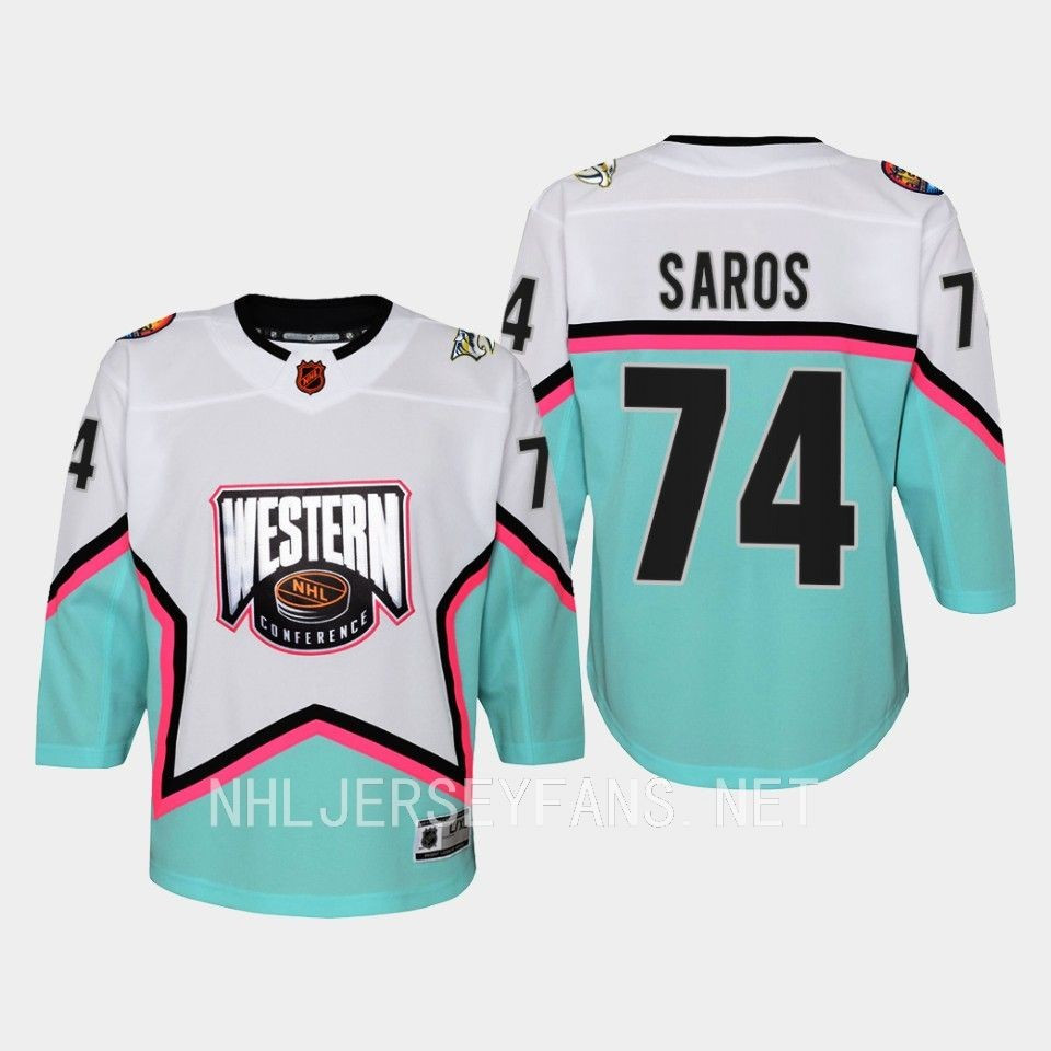 Juuse Saros 74 Nashville Predators 2023 All-Star Game Stitched Jersey White Equipment