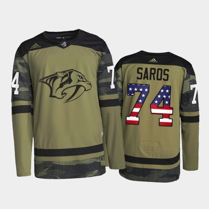 Juuse Saros Nashville Predators Military Appreciation Jersey Camo #74 Practice