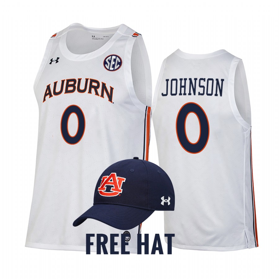 K.D. Johnson Auburn Tigers White Jersey 2021-22 College Free Hat
