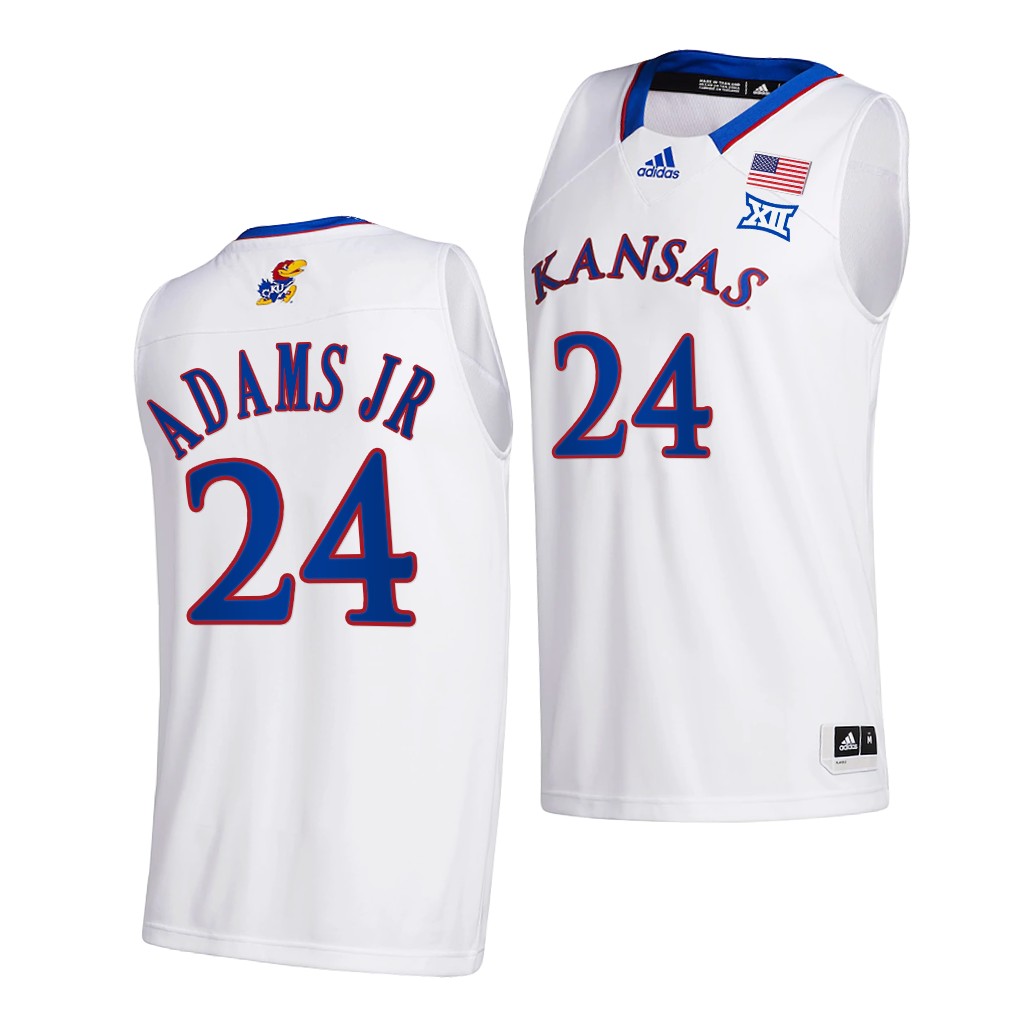 K.J. Adams Jr. #24 Kansas Jayhawks 2021-22 College Home White Jersey