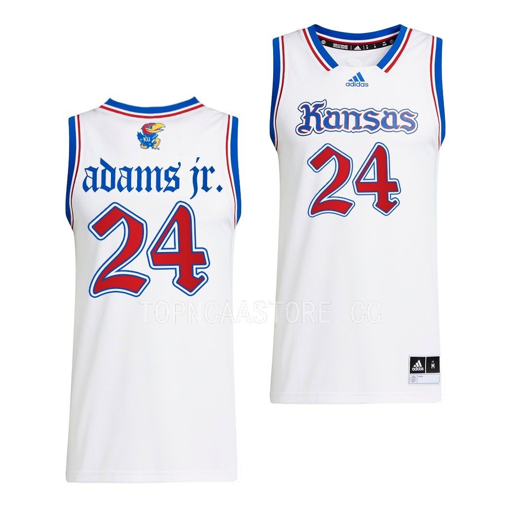 K.J. Adams Jr. Kansas Jayhawks #24 White Swingman Jersey 2022-23