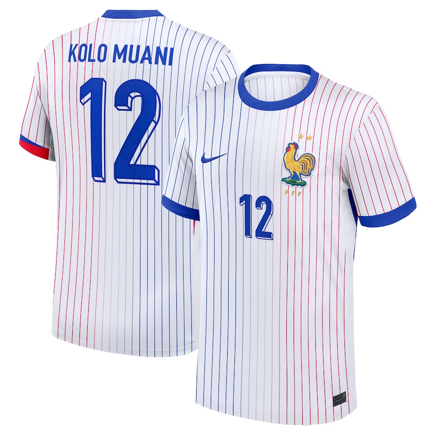 K.Muani Men's France 2024 Stadium Away Soccer Jersey