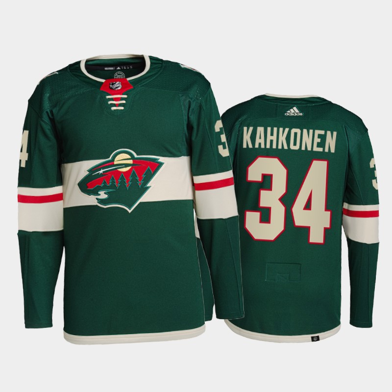Kaapo Kahkonen Minnesota Wild Primegreen Pro Jersey 2021-22 Green #34 Home Uniform