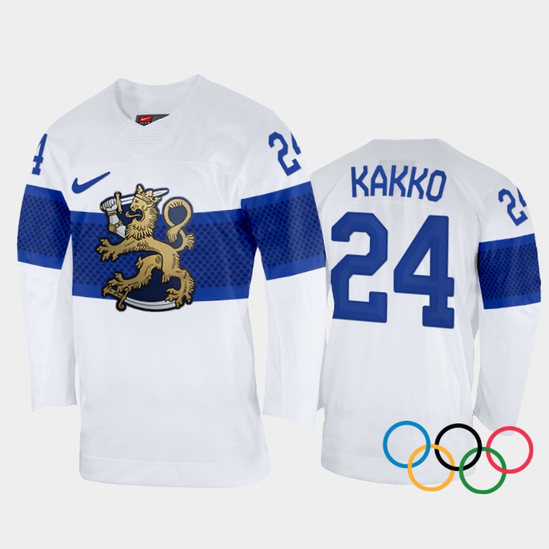 Kaapo Kakko Finland White Home Jersey 2022 Winter Olympics