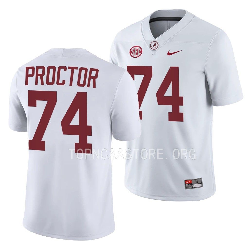 Kadyn Proctor Alabama Crimson Tide #74 White Jersey College Men's Class of 2023 Uniform