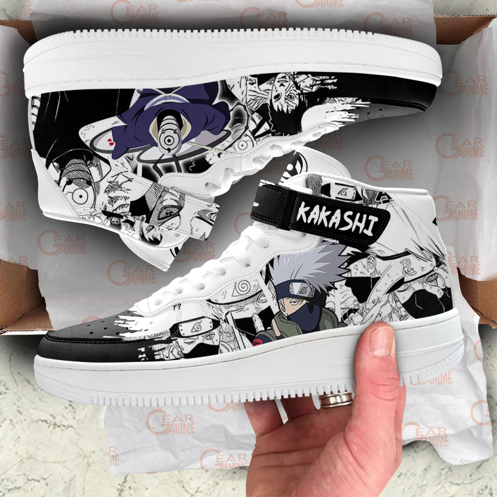 Kakashi and Obito Sneakers Air Mid Custom Anime Shoes Mix Manga