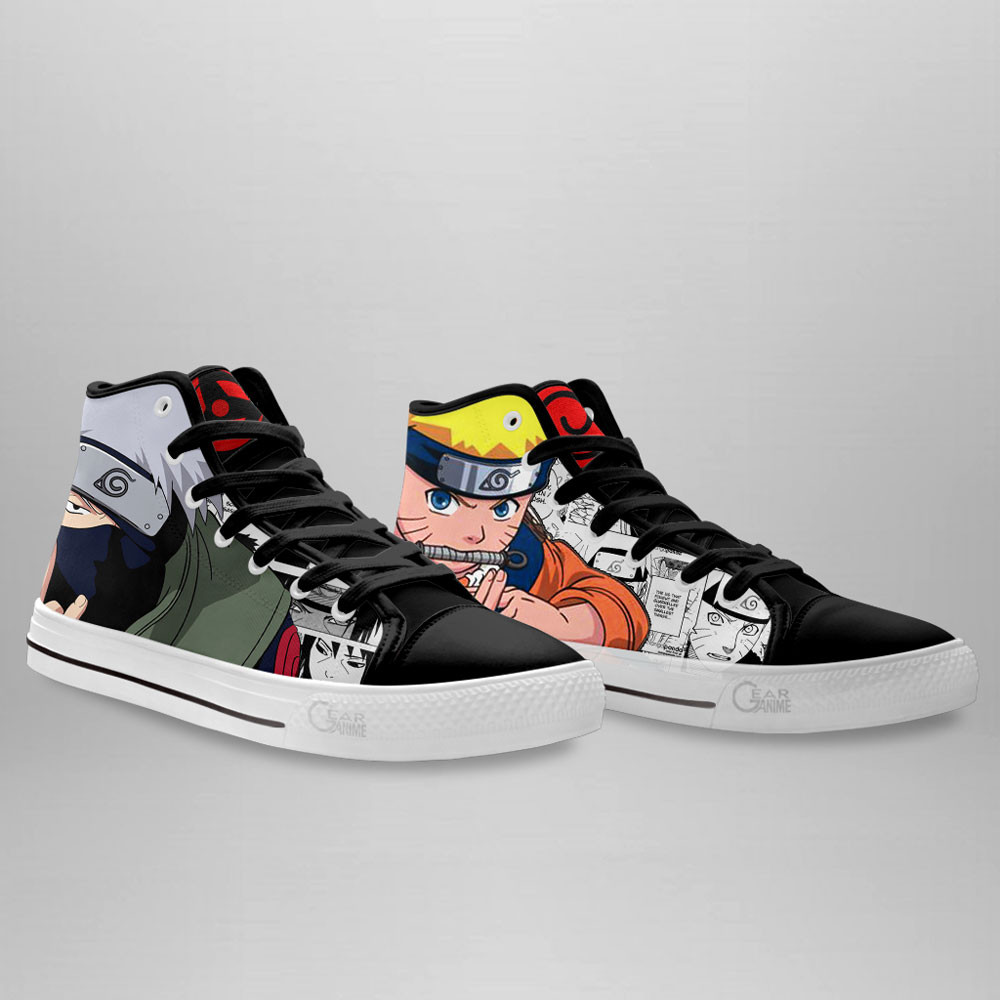 Kakashi Hatake and Nrt Uzumaki High Top Shoes Custom Anime Sneakers Mix Manga