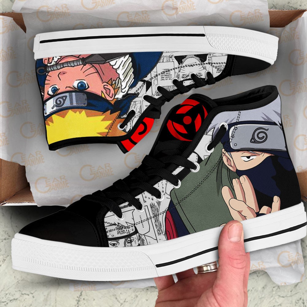 Kakashi Hatake and Nrt Uzumaki High Top Shoes Custom Anime Sneakers Mix Manga