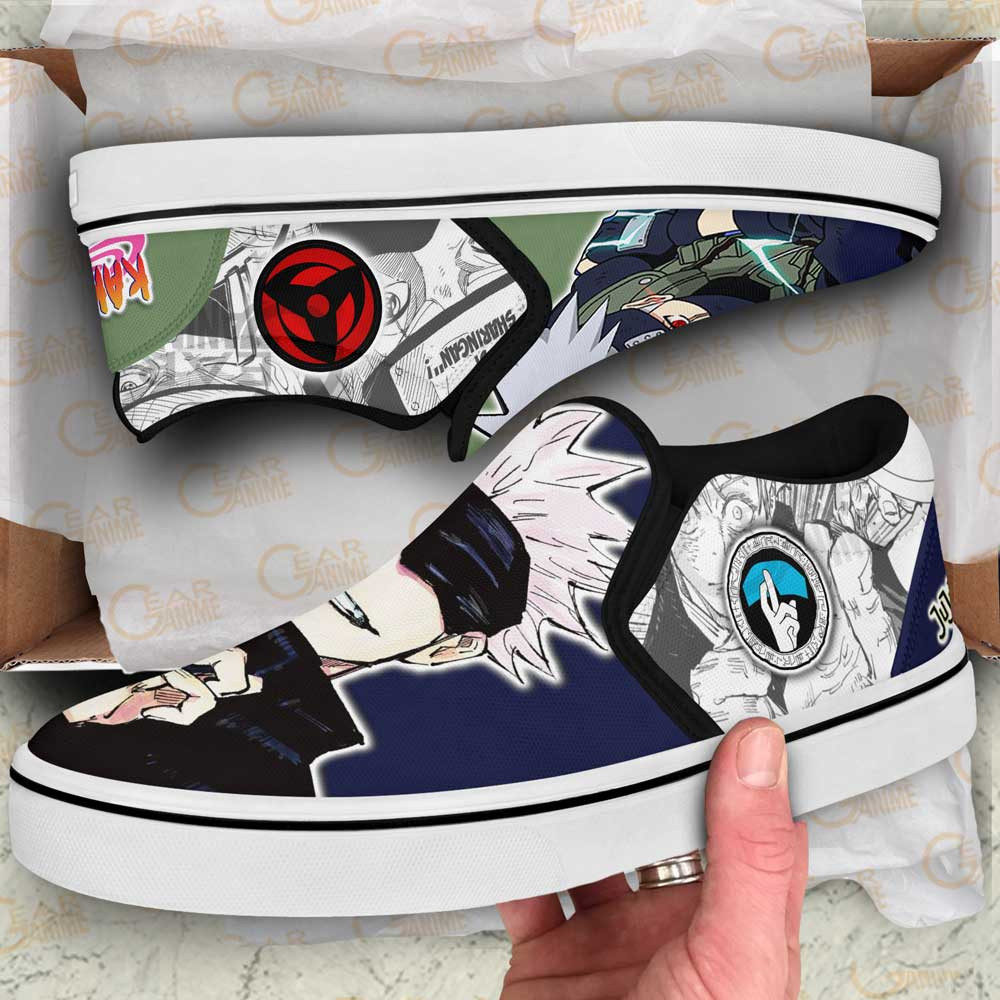 Kakashi Hatake and Satoru Gojo Slip-On Shoes Canvas Custom Anime Shoes