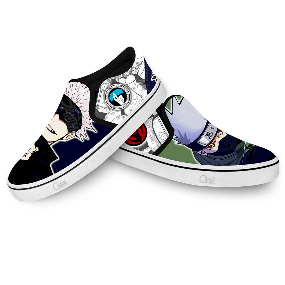Kakashi Hatake and Satoru Gojo Slip-On Shoes Canvas Custom Anime Shoes