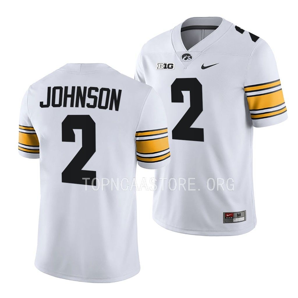 Kaleb Johnson Iowa Hawkeyes #2 White Jersey 2022 College Men's Uniform