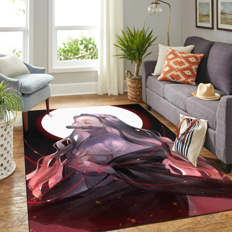 Kamado.nezuko.demon Slayer Moon Carpet Floor Area Rectangle Rug