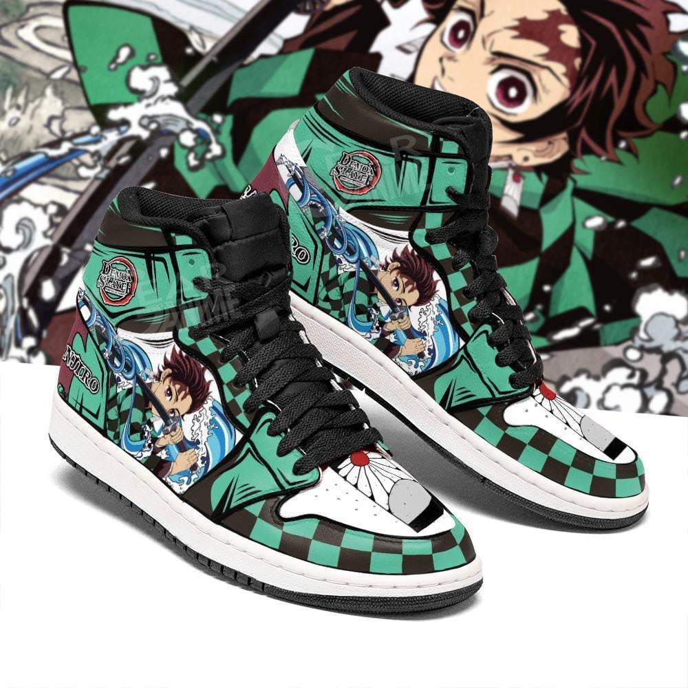 Kamado Tanjiro JD1s Sneakers Water Breathing Anime Demon Slayer Shoes, Air Jordan Hightop