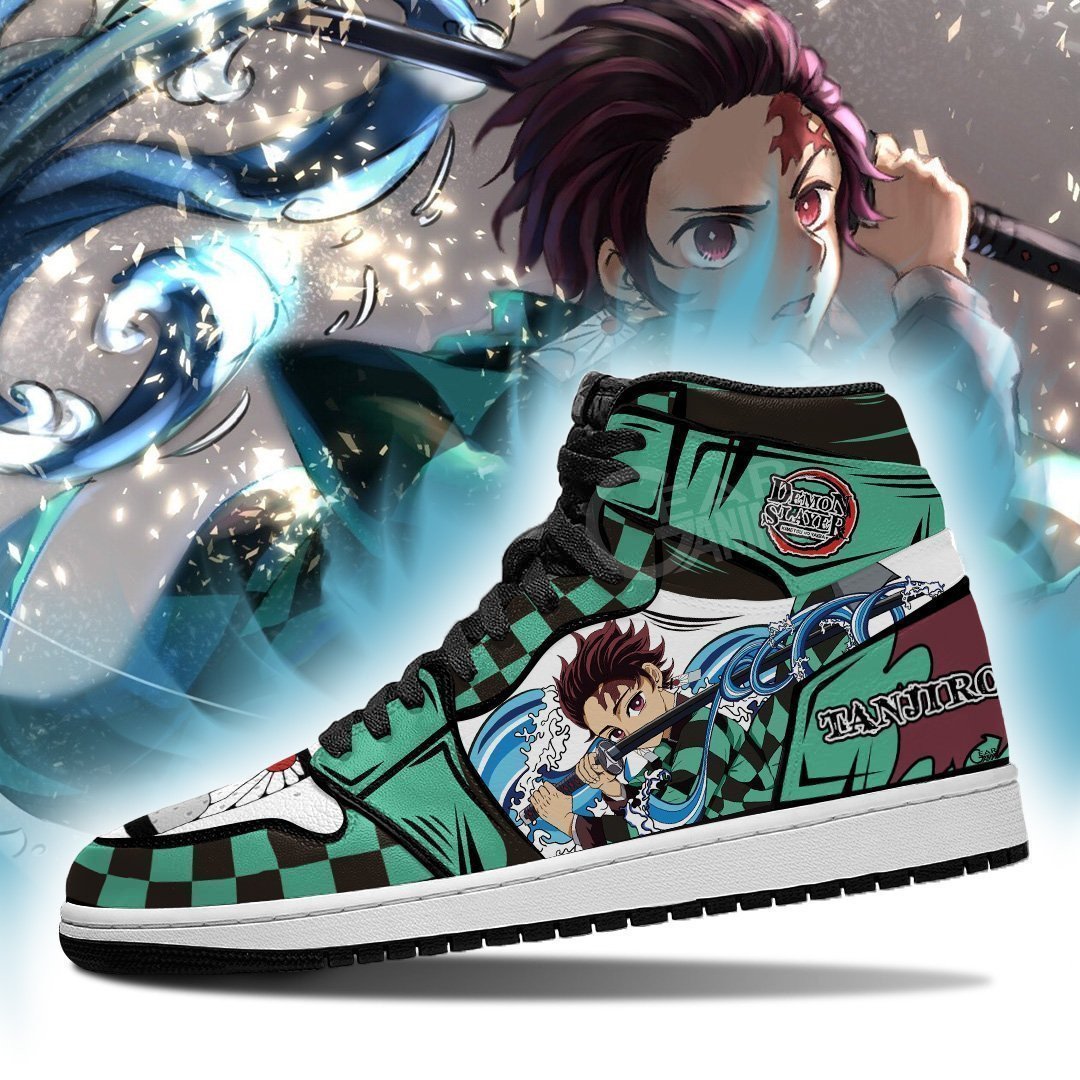 Kamado Tanjiro JD1s Sneakers Water Breathing Anime Demon Slayer Shoes, Air Jordan Hightop