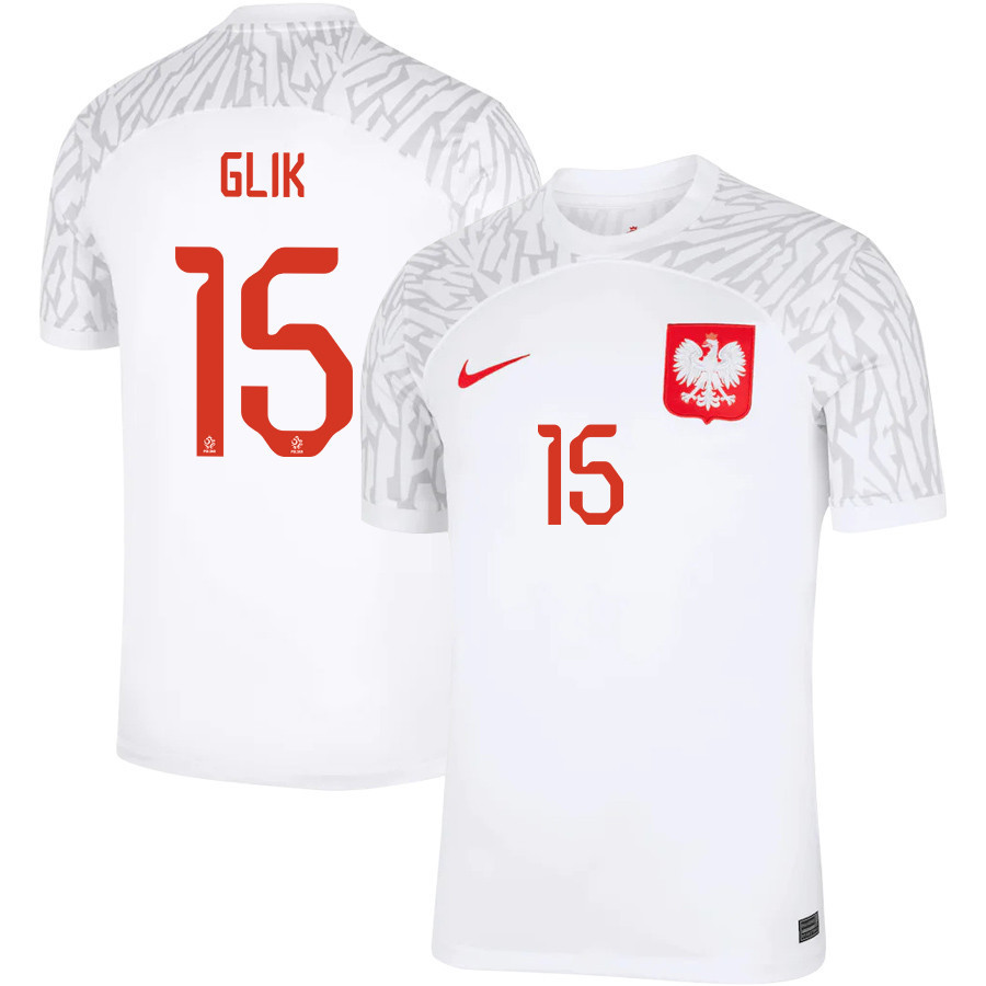 Kamil Glik 15 Poland National Team Qatar World Cup 2022-23 Home Soccer Jersey,