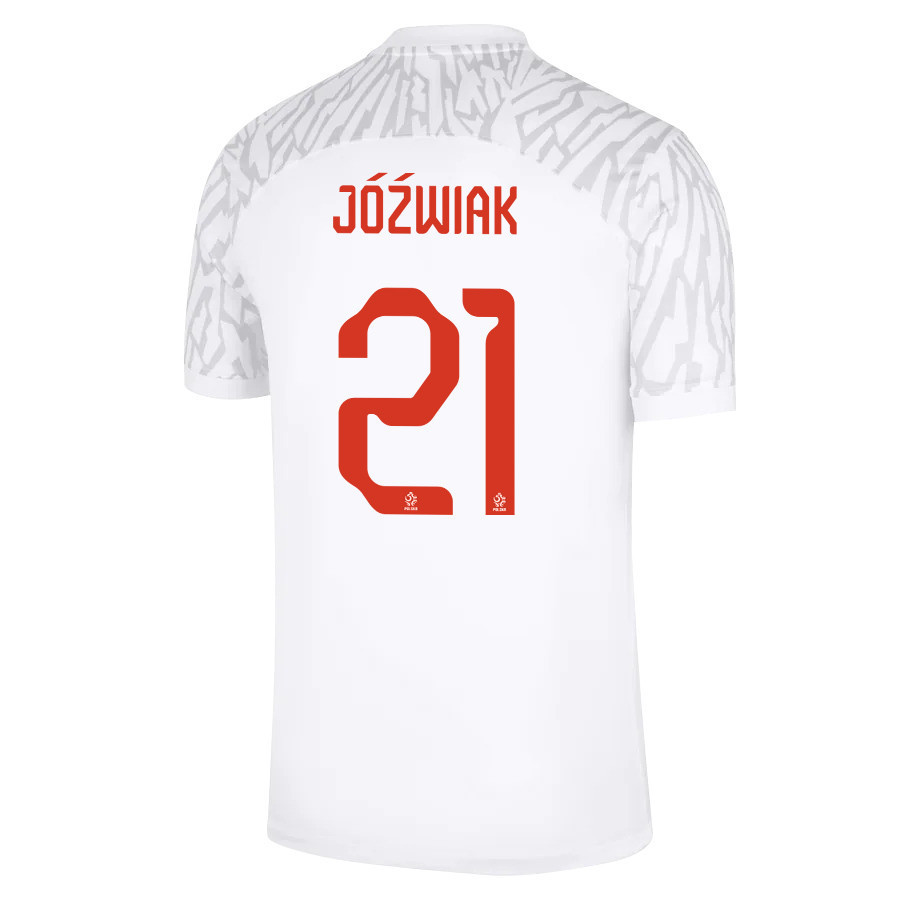 Kamil Jozwiak 21 – Poland National Team FIFA World Cup Qatar 2022 Patch Home Soccer Jersey, Men