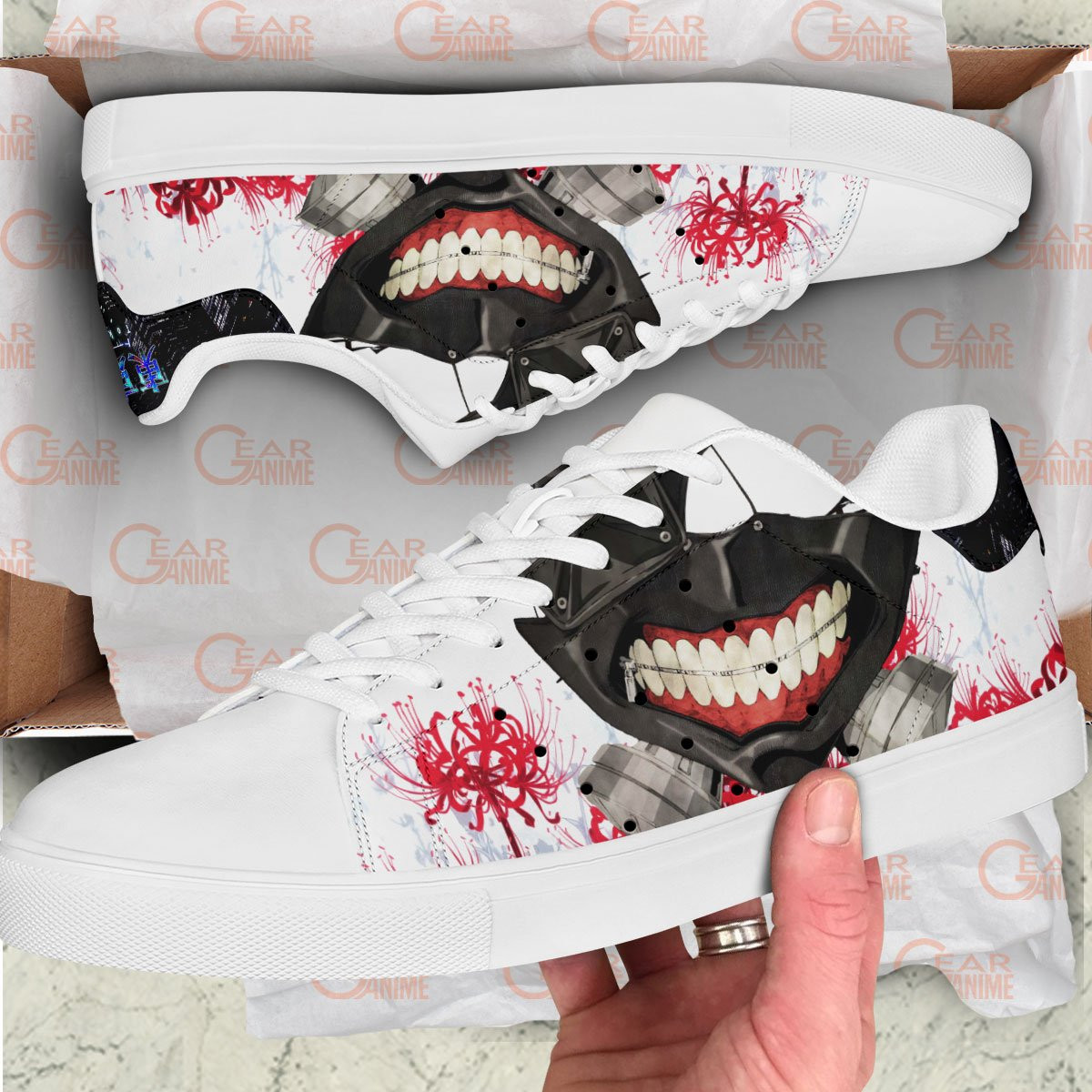 Kaneki Ken Mask Skate Sneakers Custom Anime Tokyo Ghoul Shoes