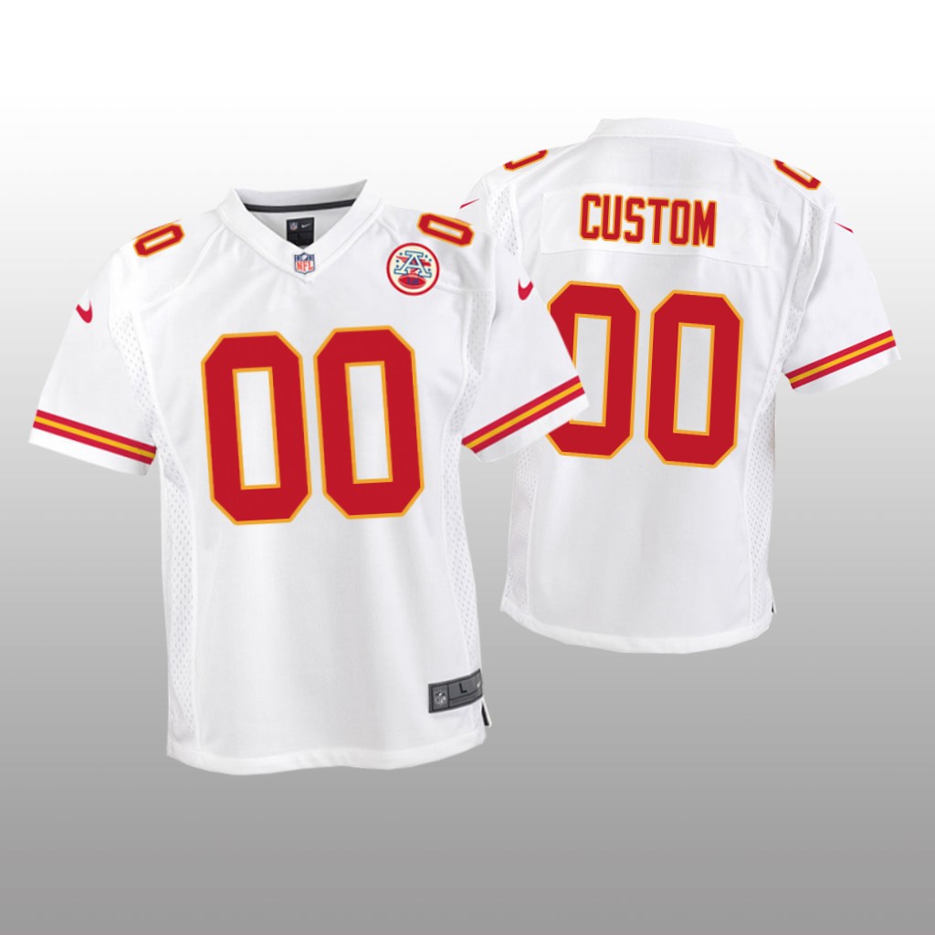 Kansas City Chiefs #00 White Custom Game Jersey - Youth