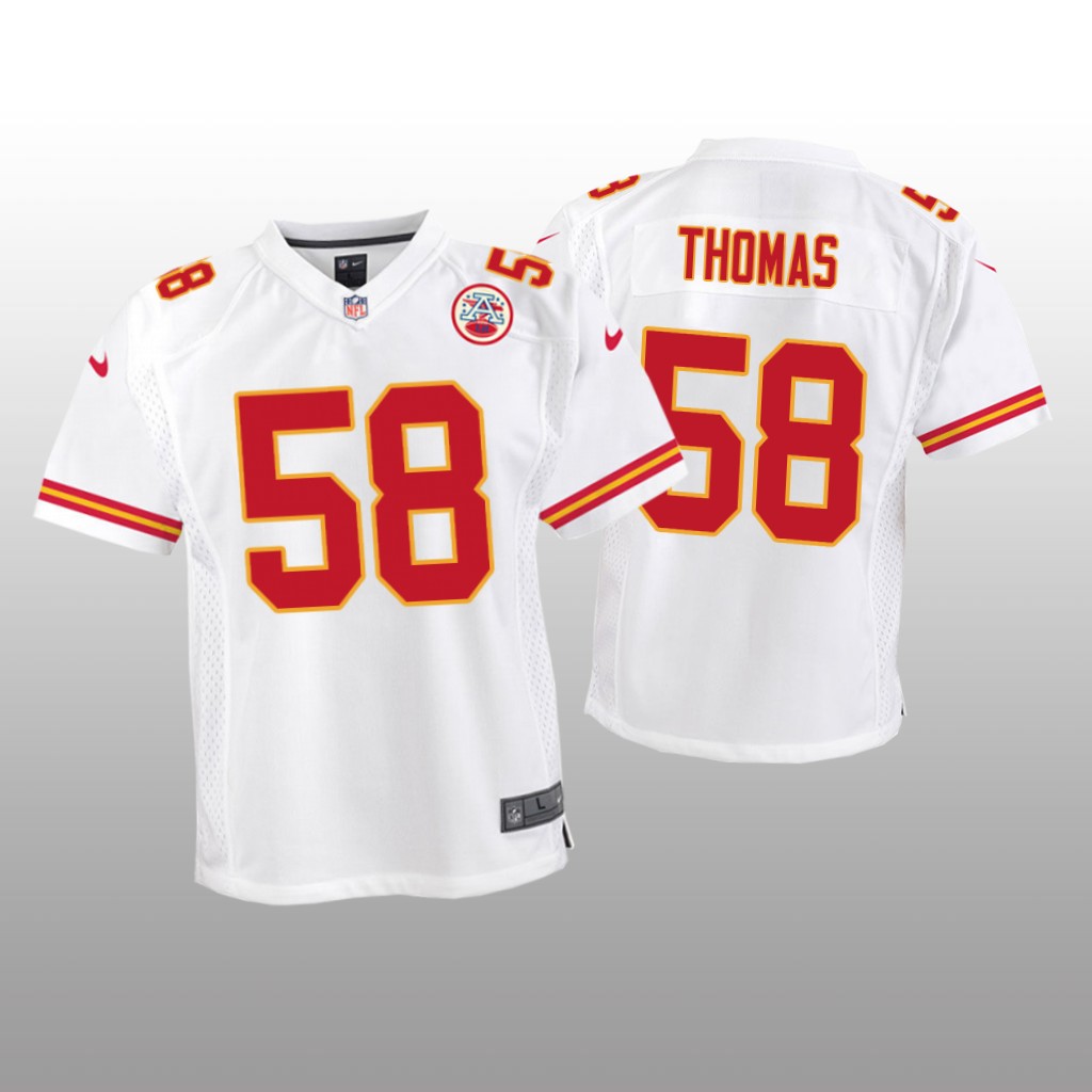 Kansas City Chiefs #58 White Derrick Thomas Game Jersey - Youth