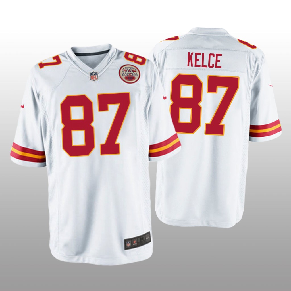 Kansas City Chiefs #87 White Men's Travis Kelce Game Jersey