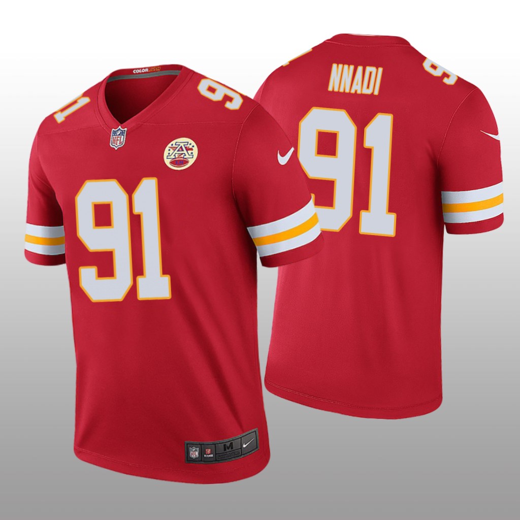 Kansas City Chiefs #91 Derrick Nnadi Red legend color rush Jersey - Men's